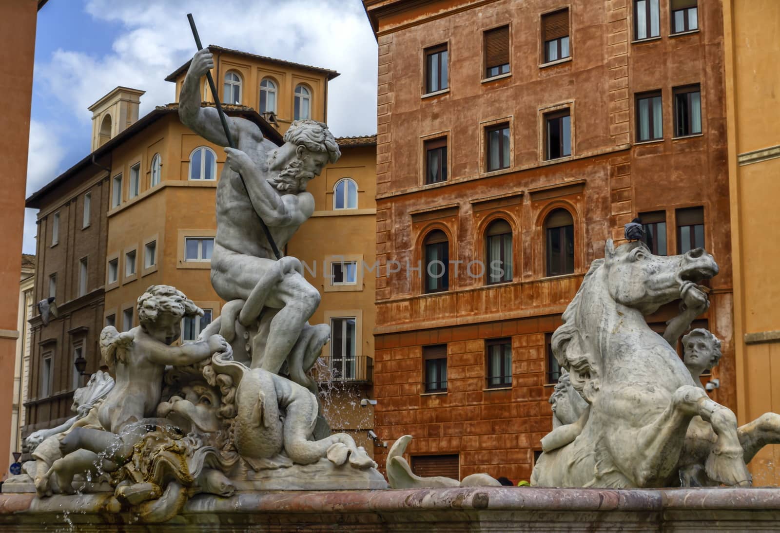 Fontana del Nettuno, fountain of Neptune, Piazza Navona, Roma, Italy by Elenaphotos21