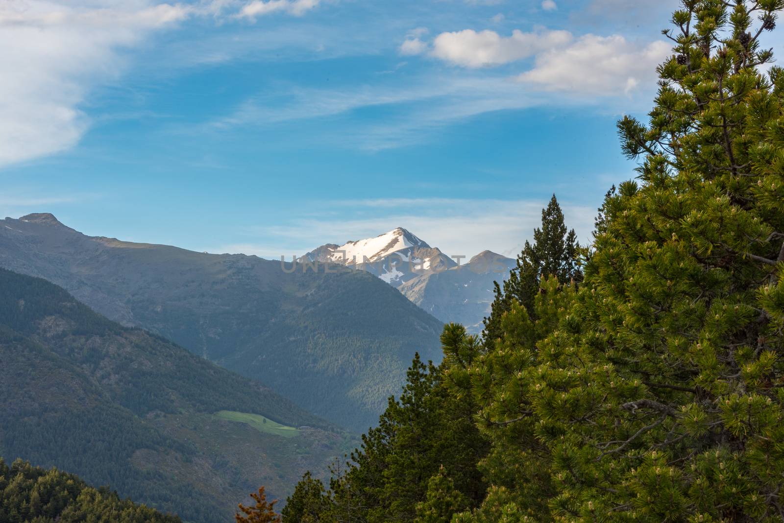 Landscape of Parc Natural Comunal de les Valls del Comapedrosa national park in Andorra.