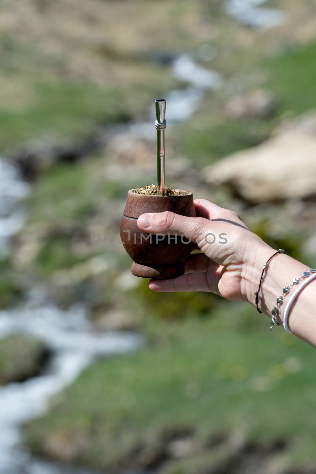 The Mate drink from Uruguay, Argentina, Paraguay and Brazil. Modern mate colour brown.