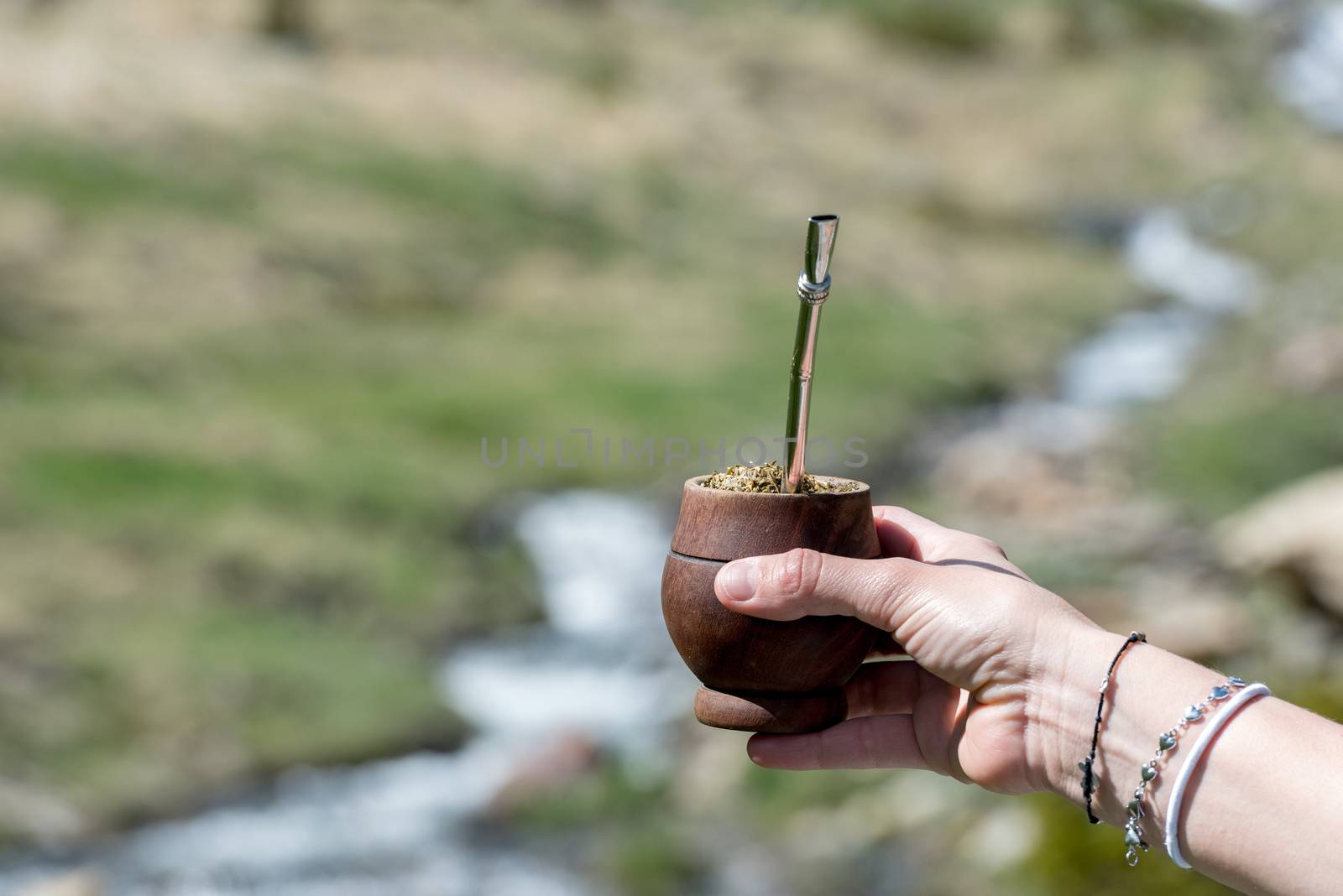 The Mate drink from Uruguay, Argentina, Paraguay and Brazil. Modern mate colour brown.