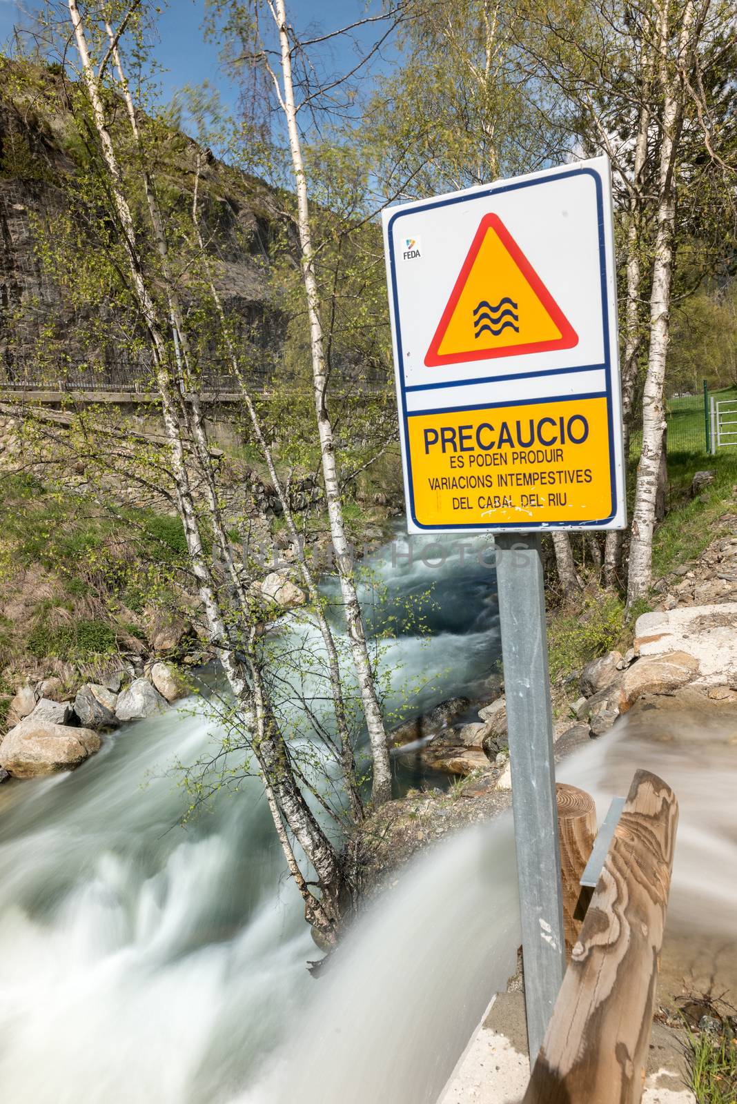 Canillo, Andorra : 06 MAy 2020 : Flood of the Valira river in Canillo, Andorra spring afternoon.