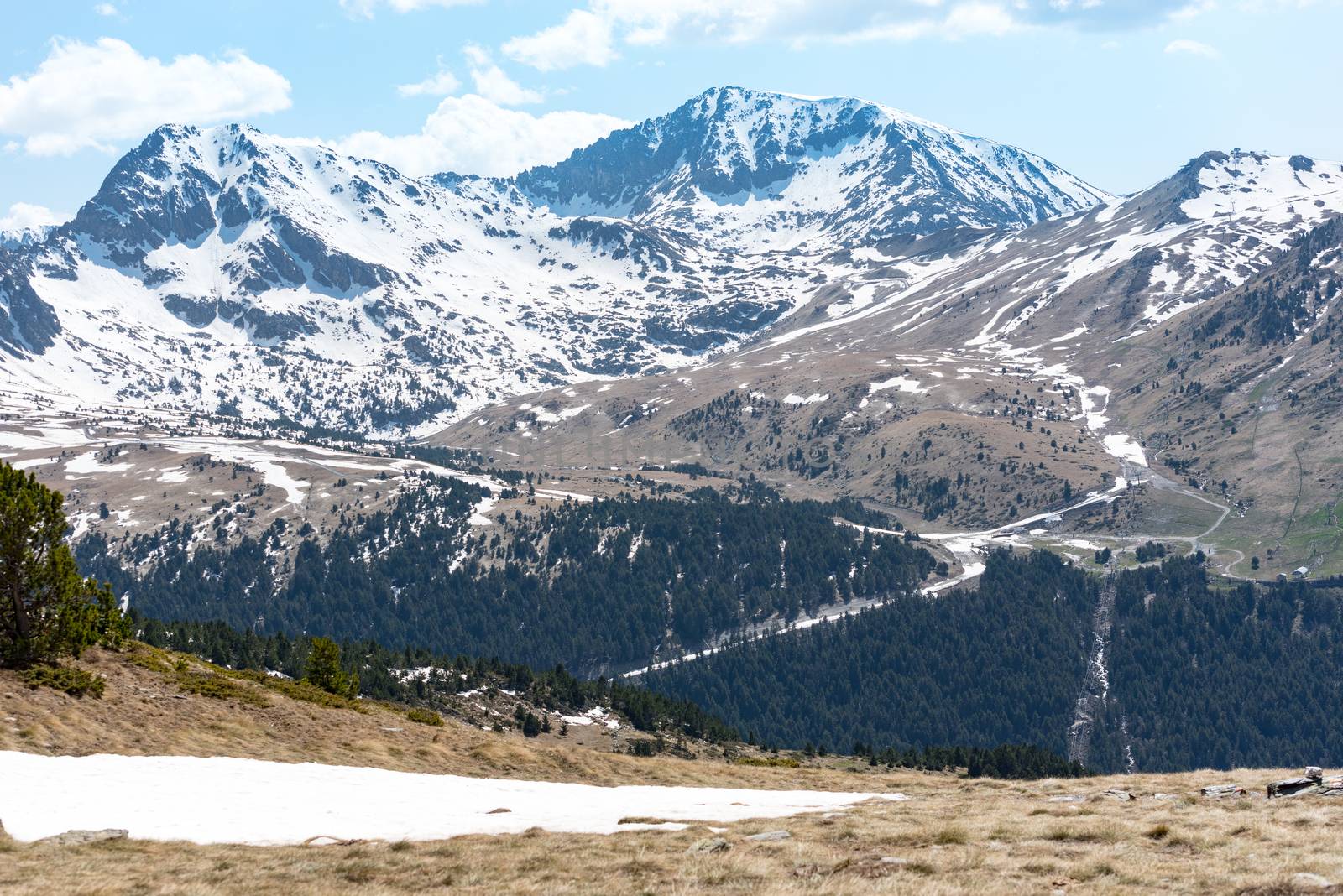 Beautiful landscape on the road that leads to the Siscaro Lakes in Andorra.