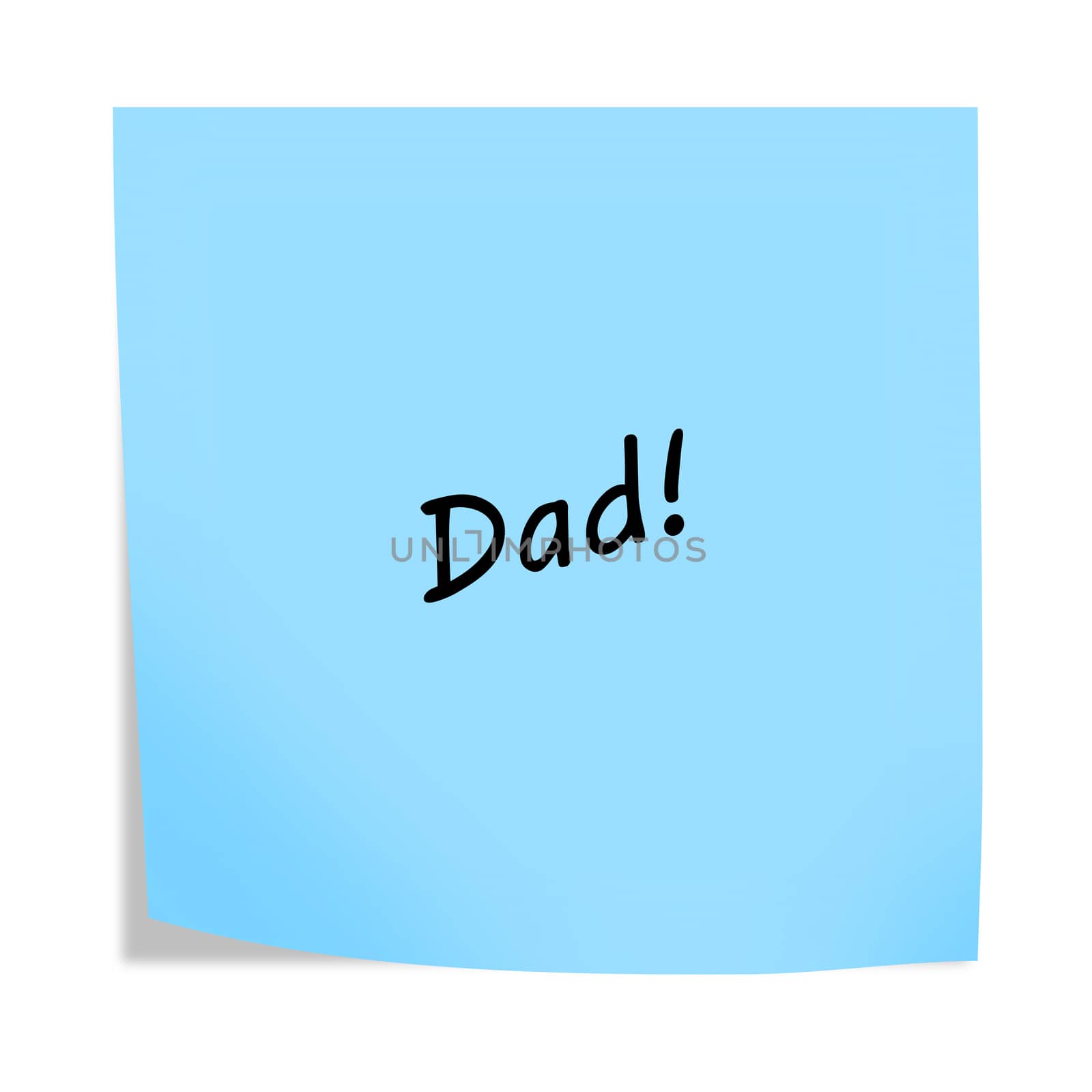 A Dad 3d illustration post note reminder on white with clipping path