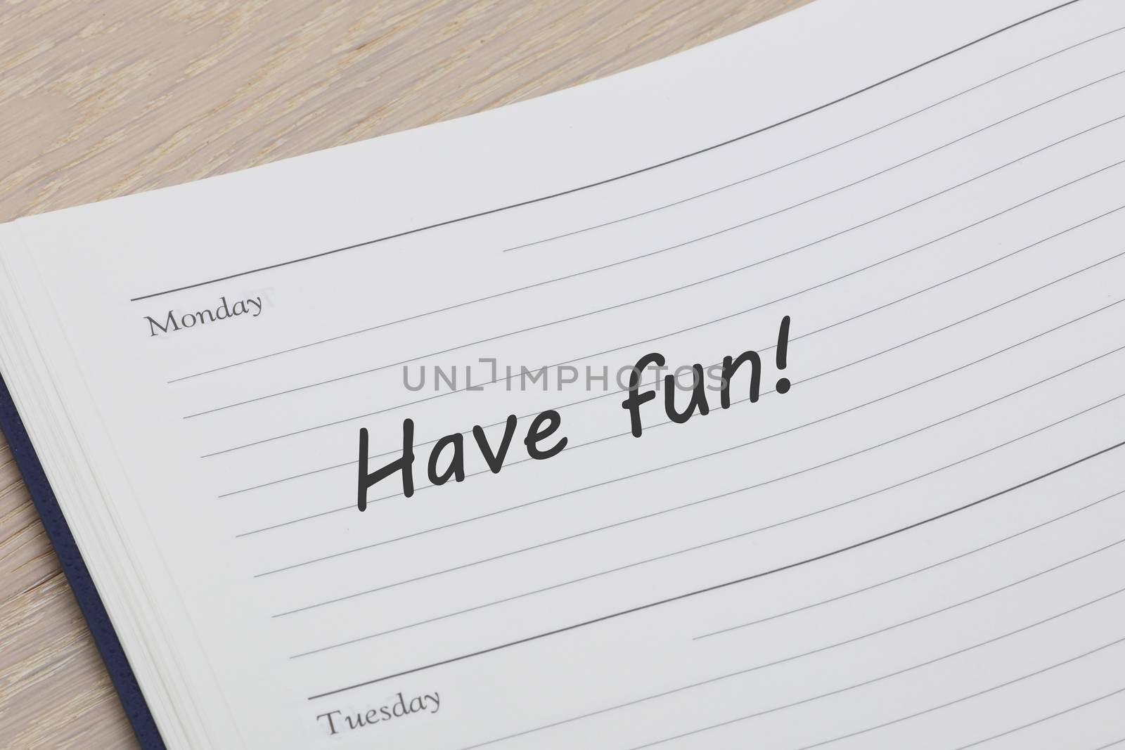 A have fun reminder note in a diary page
