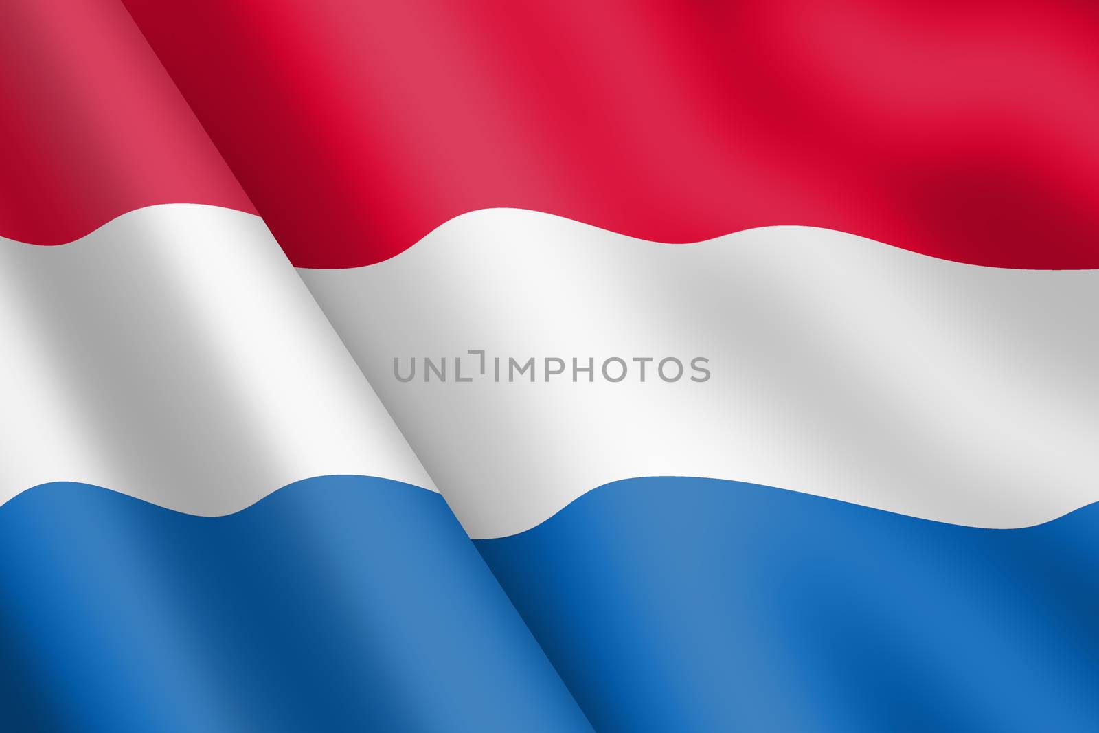 A Netherlands waving flag 3d illustration wind ripple