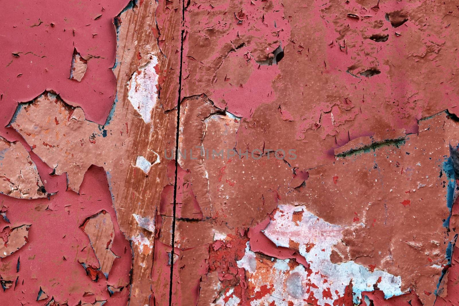 Detailed and colorful close up at cracked and peeling paint on c by MP_foto71