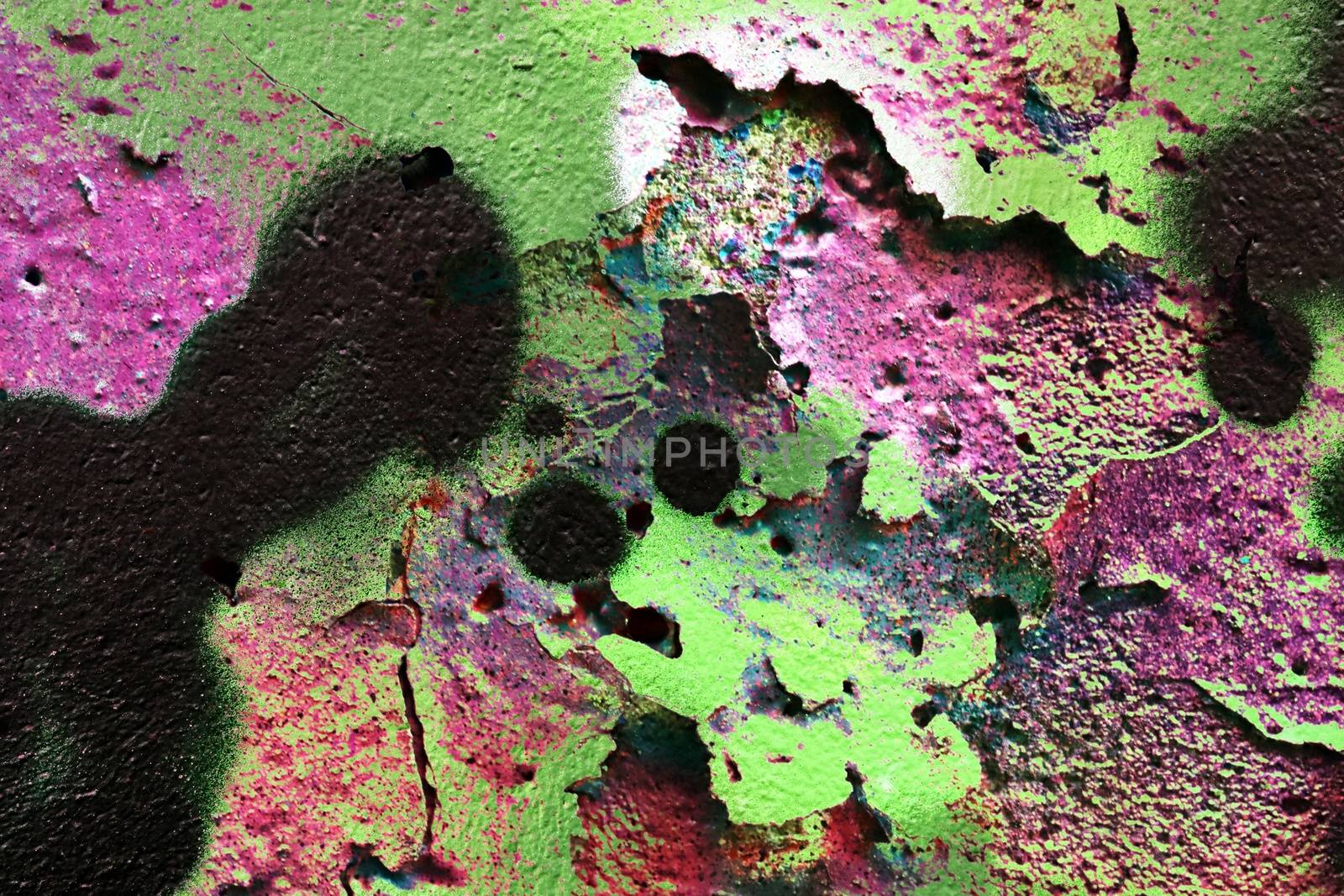 Detailed and colorful close up at cracked and peeling paint on c by MP_foto71