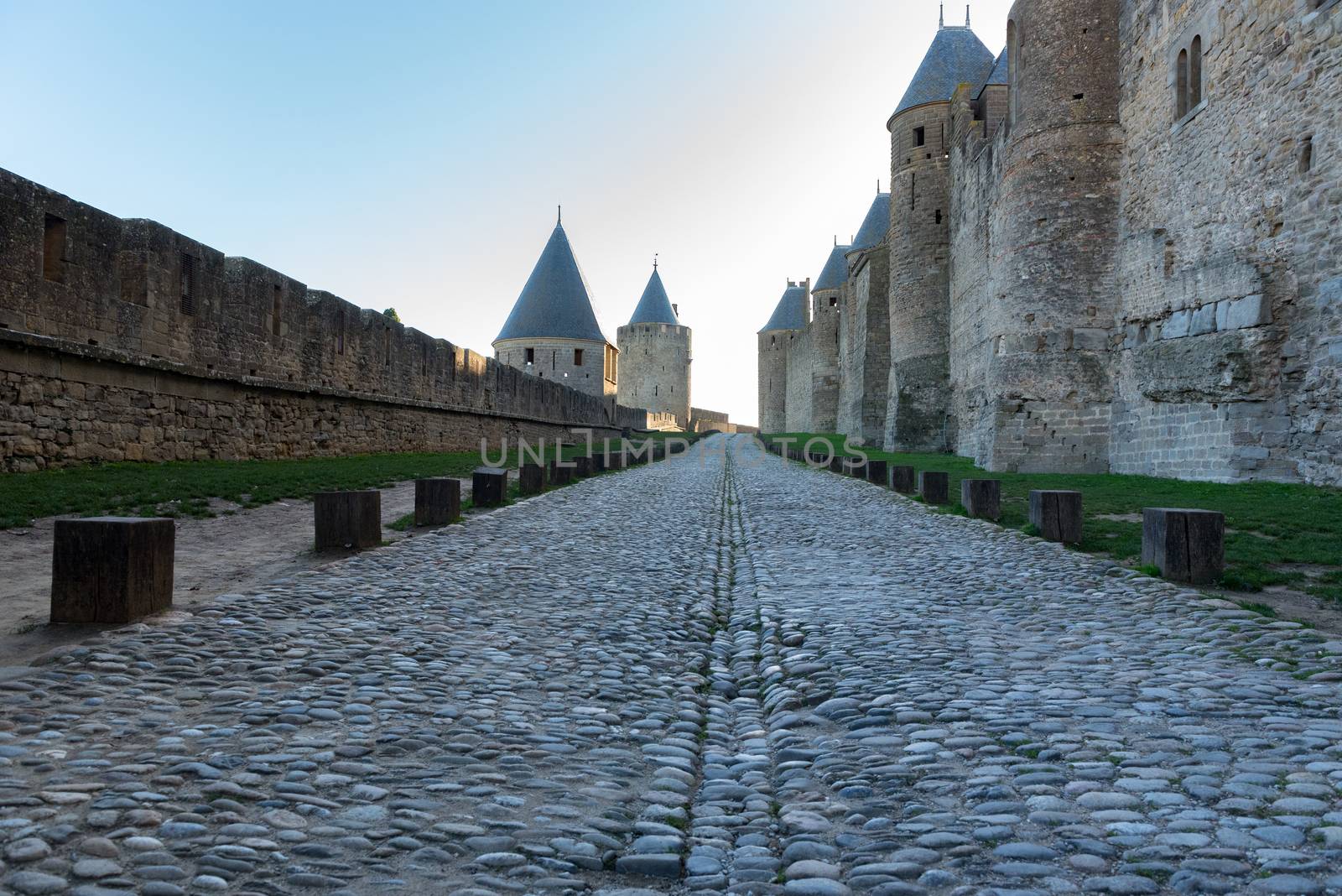 Medieval Castle at Carcassonne in twilight. France