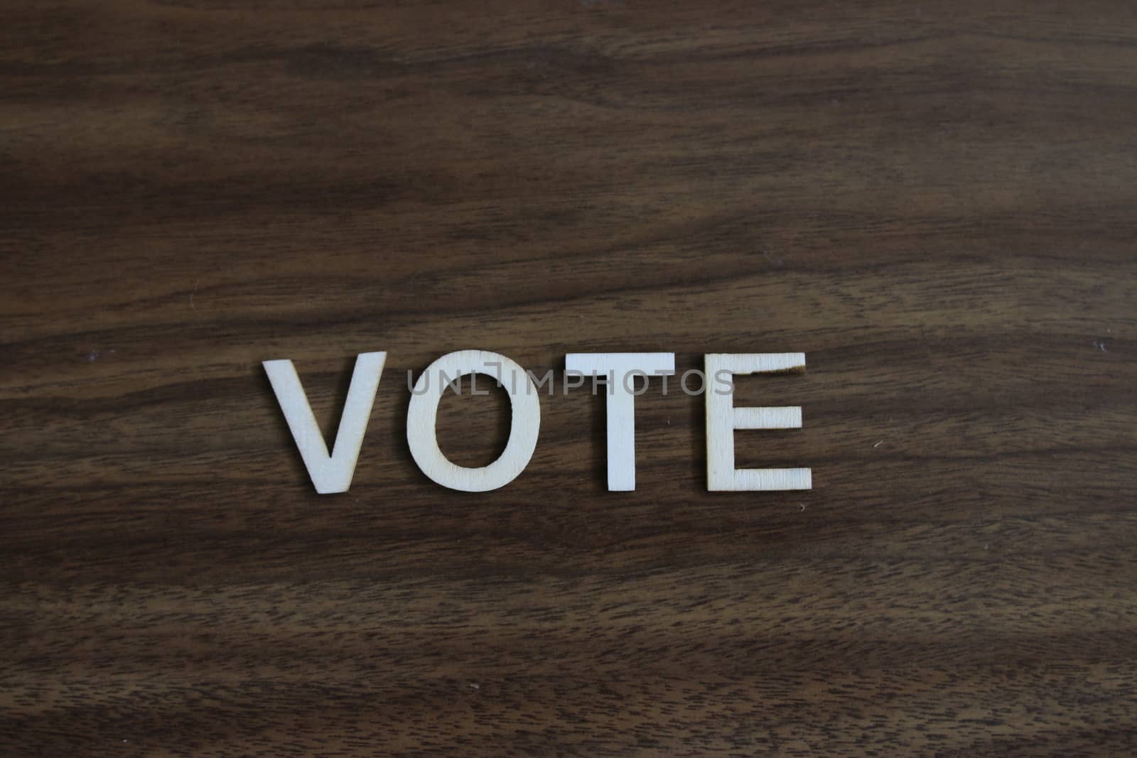 Vote Concept Metal Letterpress Word in Drawer. High quality photo