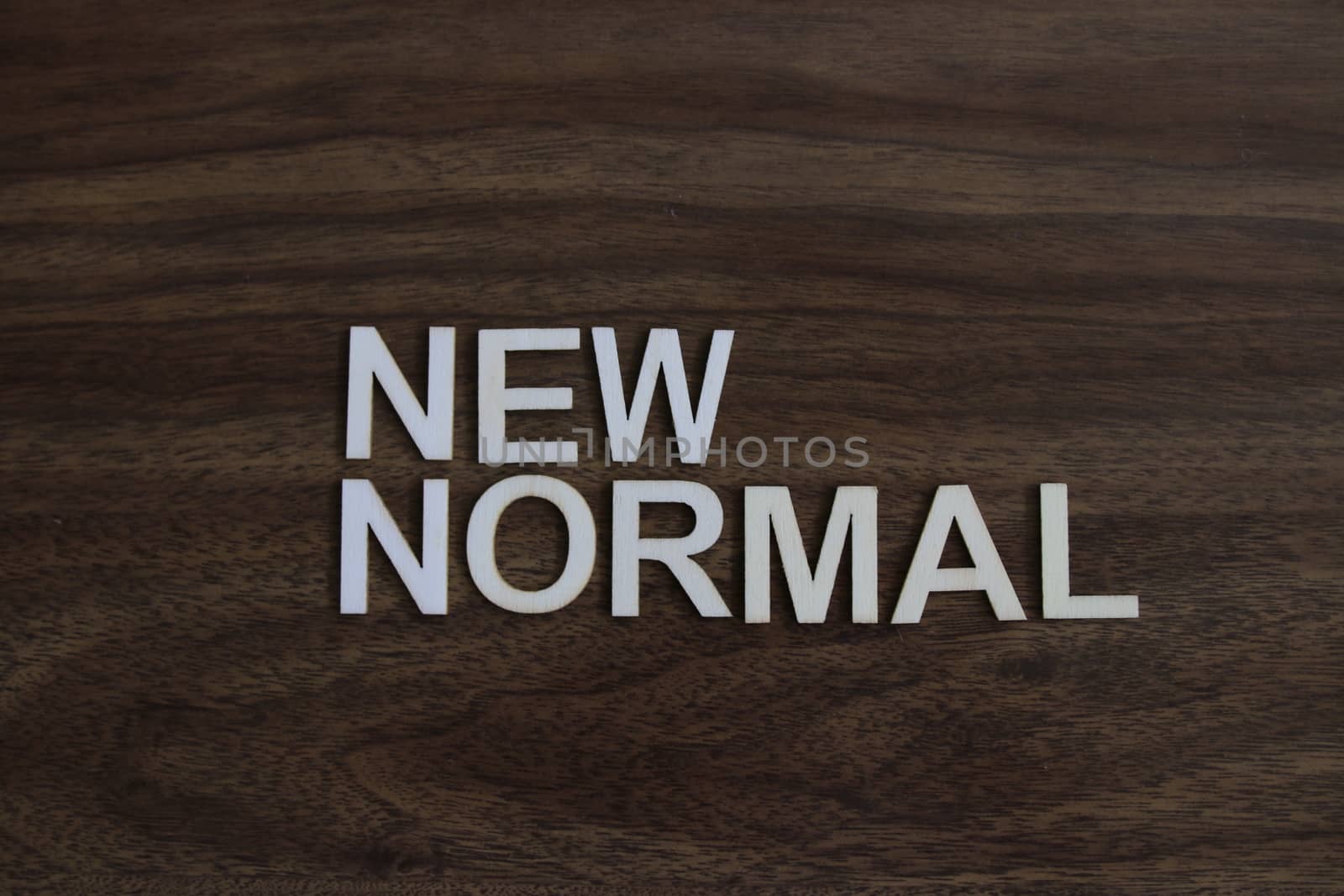 the term new normal on wood background. High quality photo