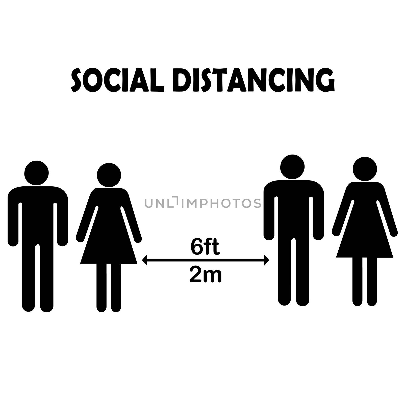 Social distancing concept with family pictograms by hibrida13