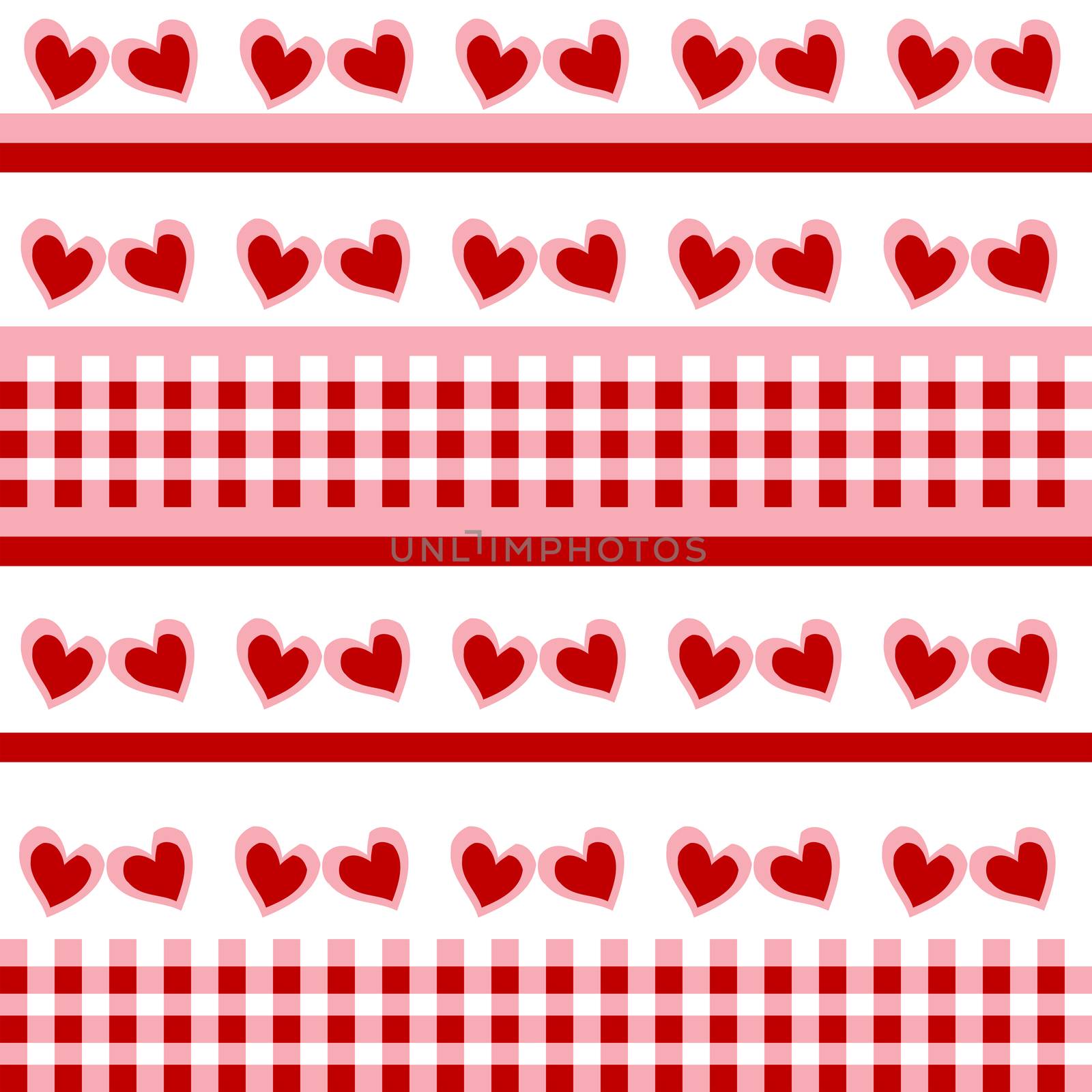 Seamless pattern with red doodle hearts