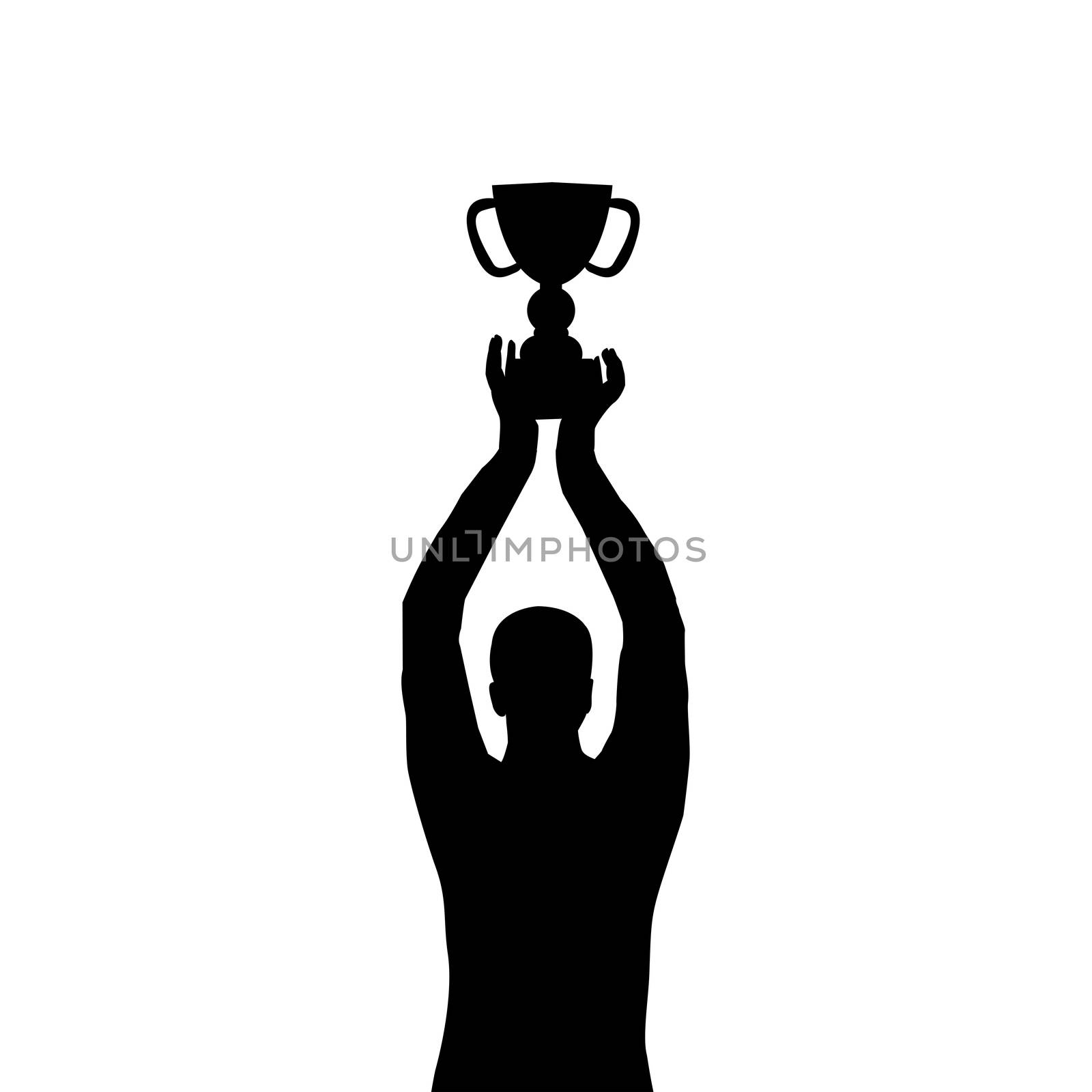 Man silhouette holding a championship trophy