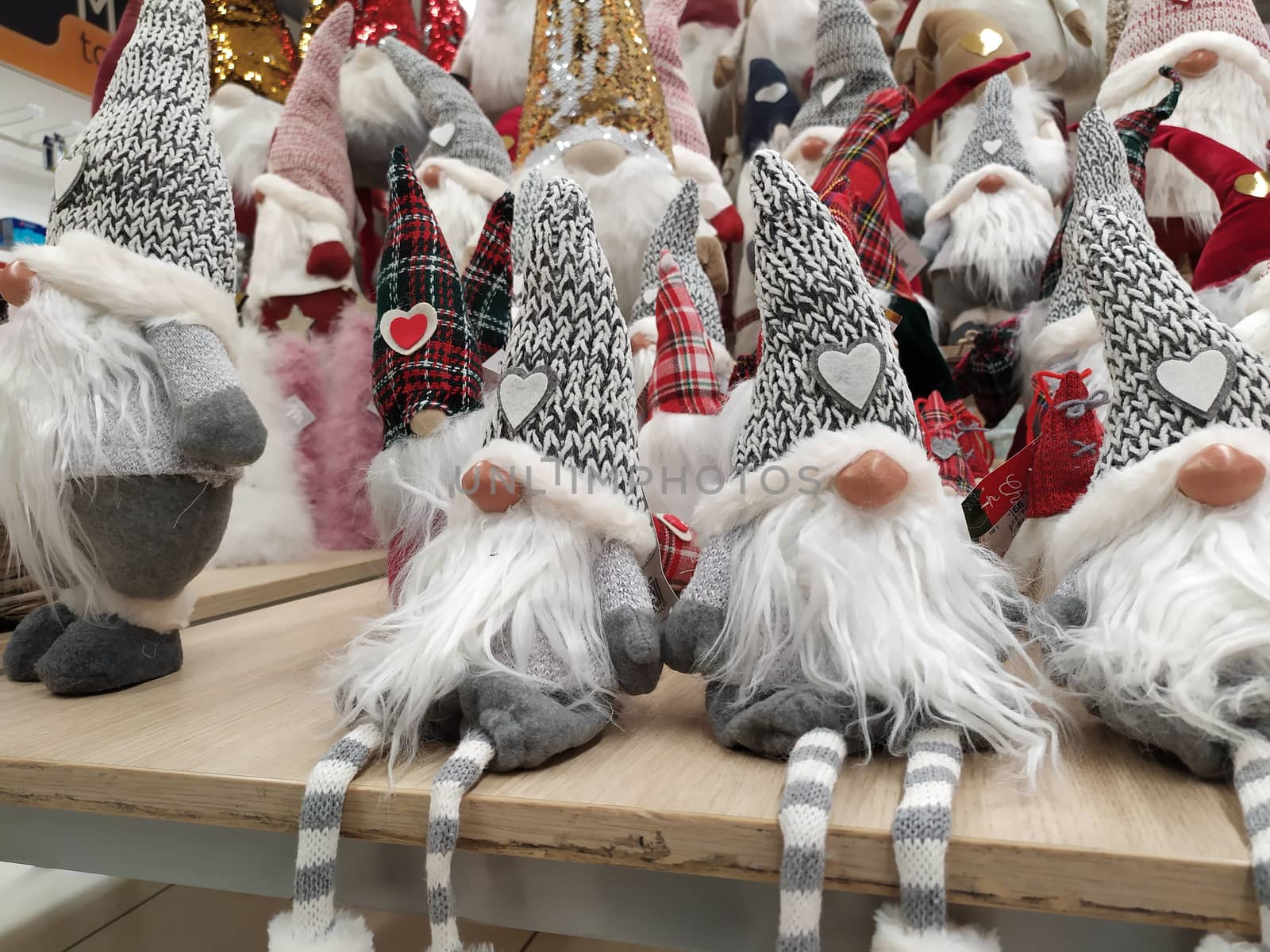 Christmas decorations displayed in a shop by brambillasimone