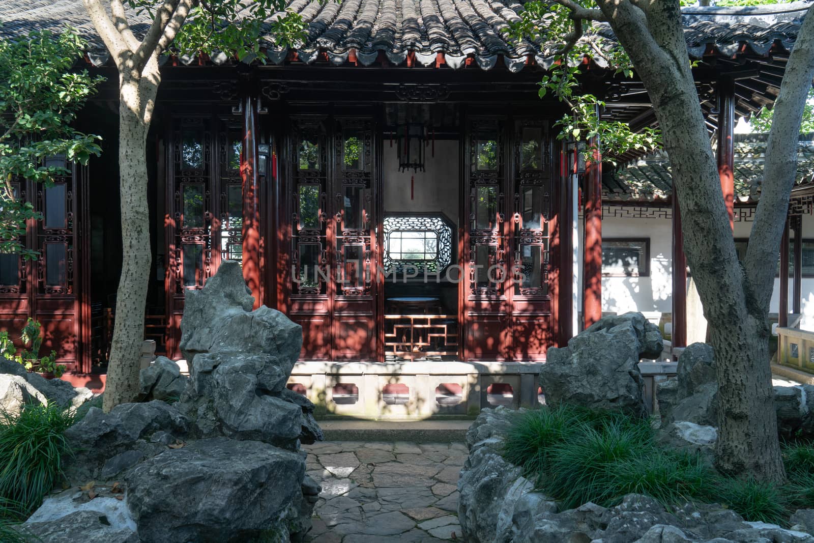 Ancient architecture in the Suzhou Garden in China. by vinkfan