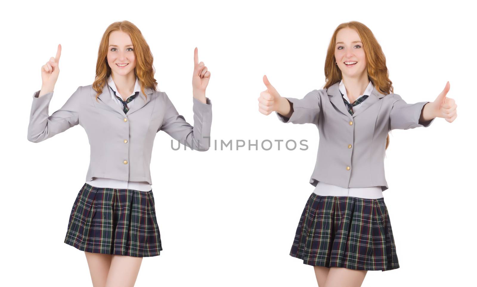 Young redhead student female isolated on white