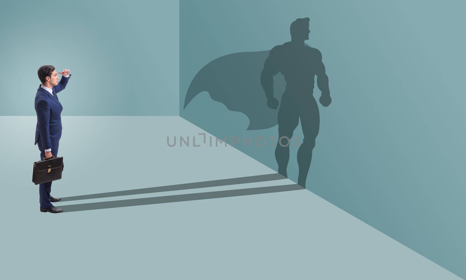 Businessman with aspiration of becoming superhero