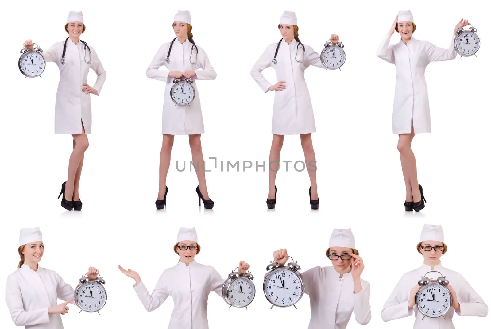 Attractive woman doctor isolated on white