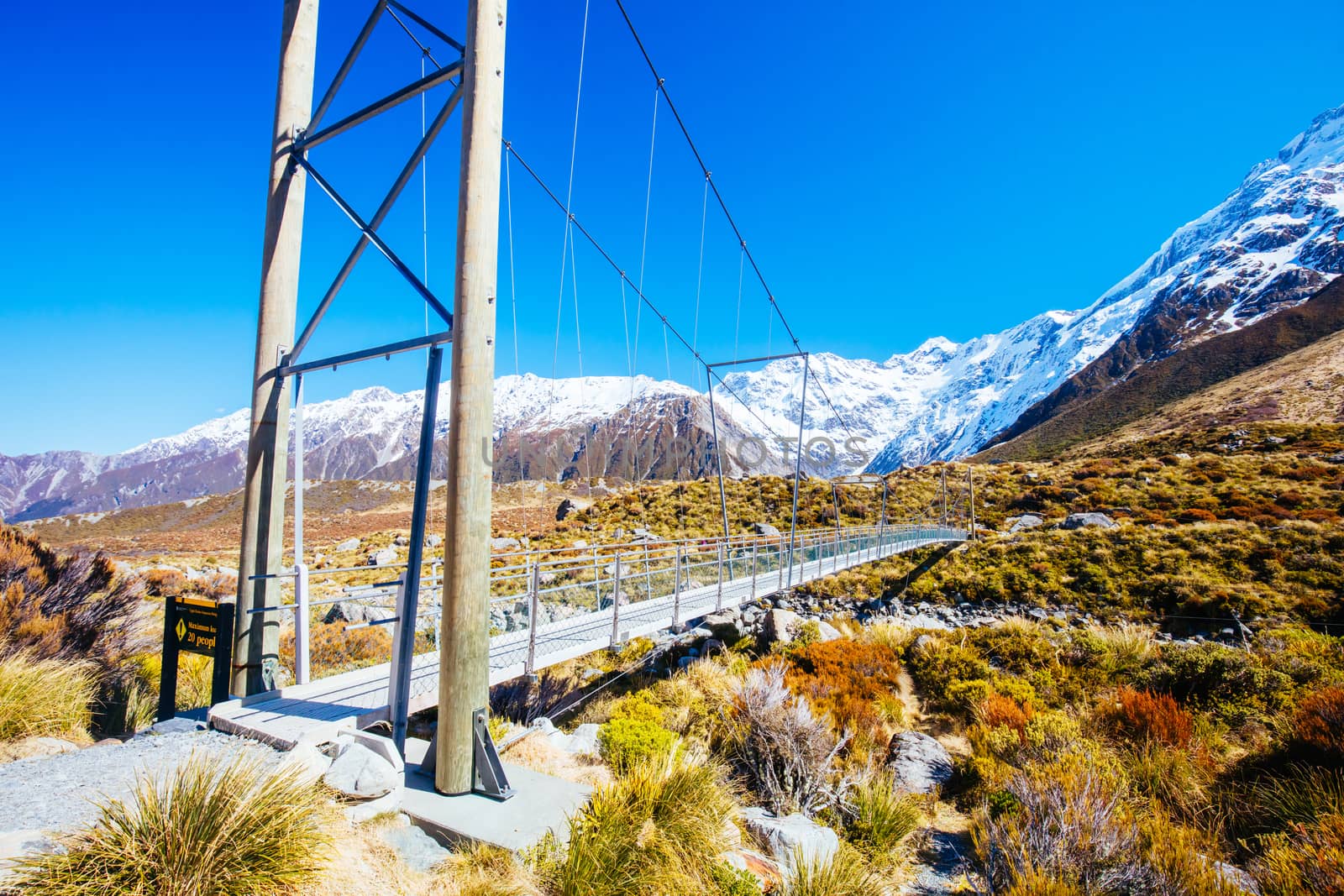 The iconic half day world famous Hooker Valley Track hike at Mt Cook in New Zealand