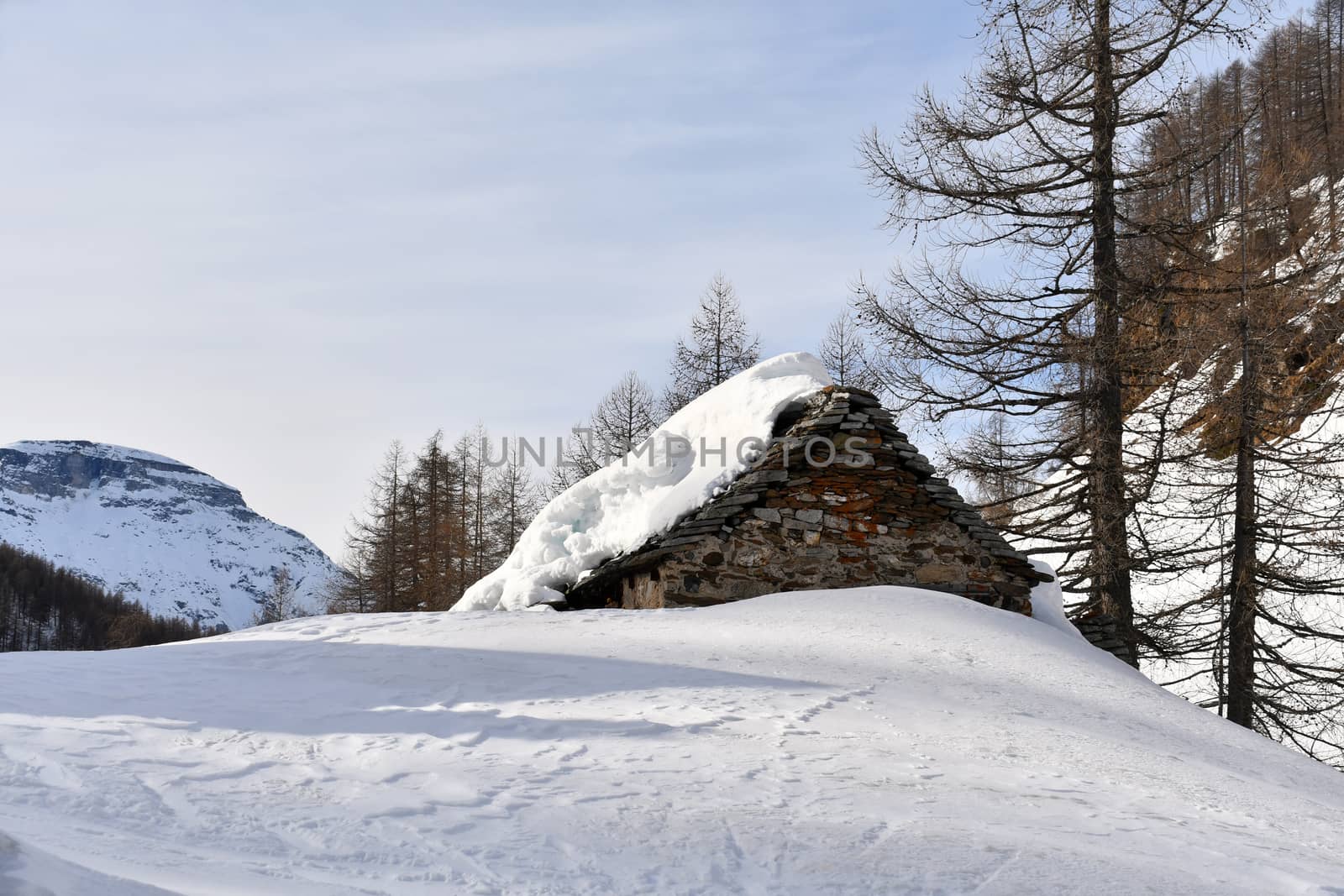 Alpe di Devero landscape in winter