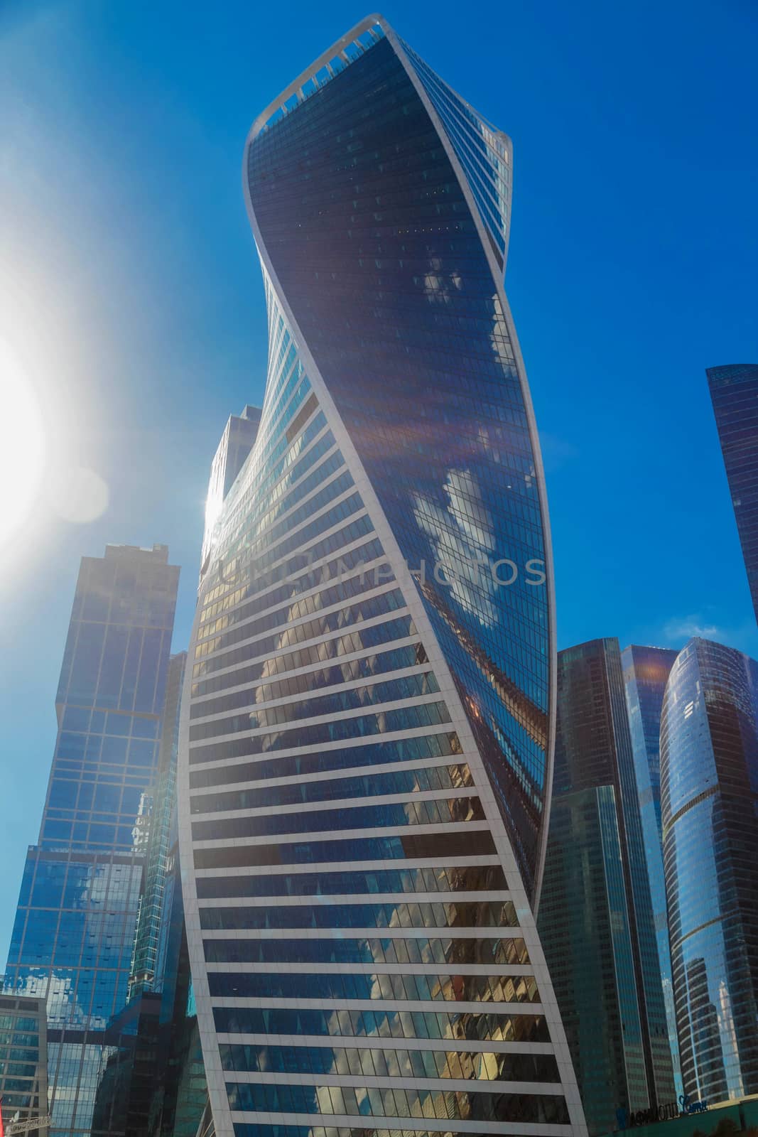 Moscow City - view facades of skyscraper buildings in Moscow Business Center. by galinasharapova