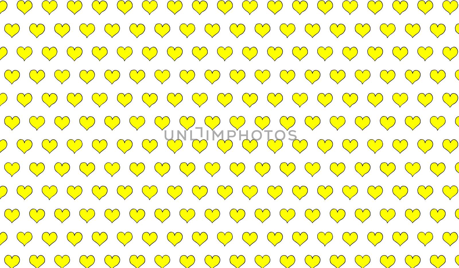2d yellow pattern of cartoon hearts on isolated background by Andreajk3