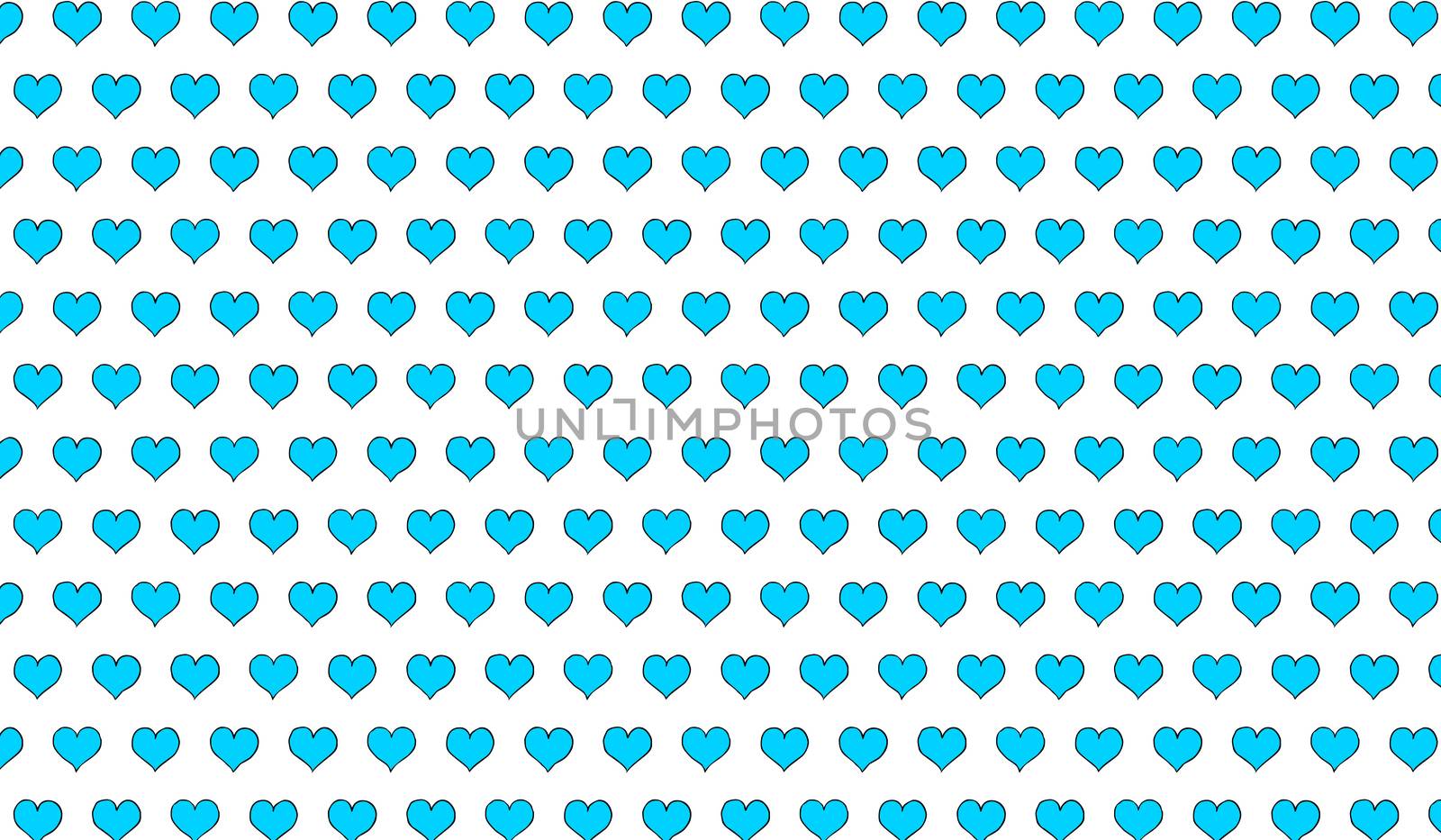 2d azure pattern of cartoon hearts on isolated background.