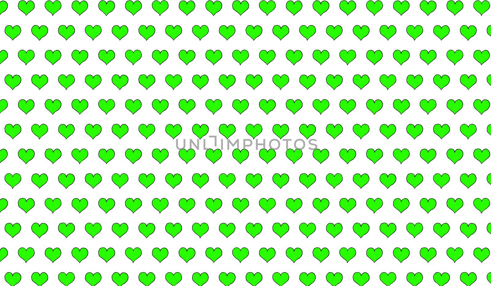 2d green pattern of cartoon hearts on isolated background by Andreajk3