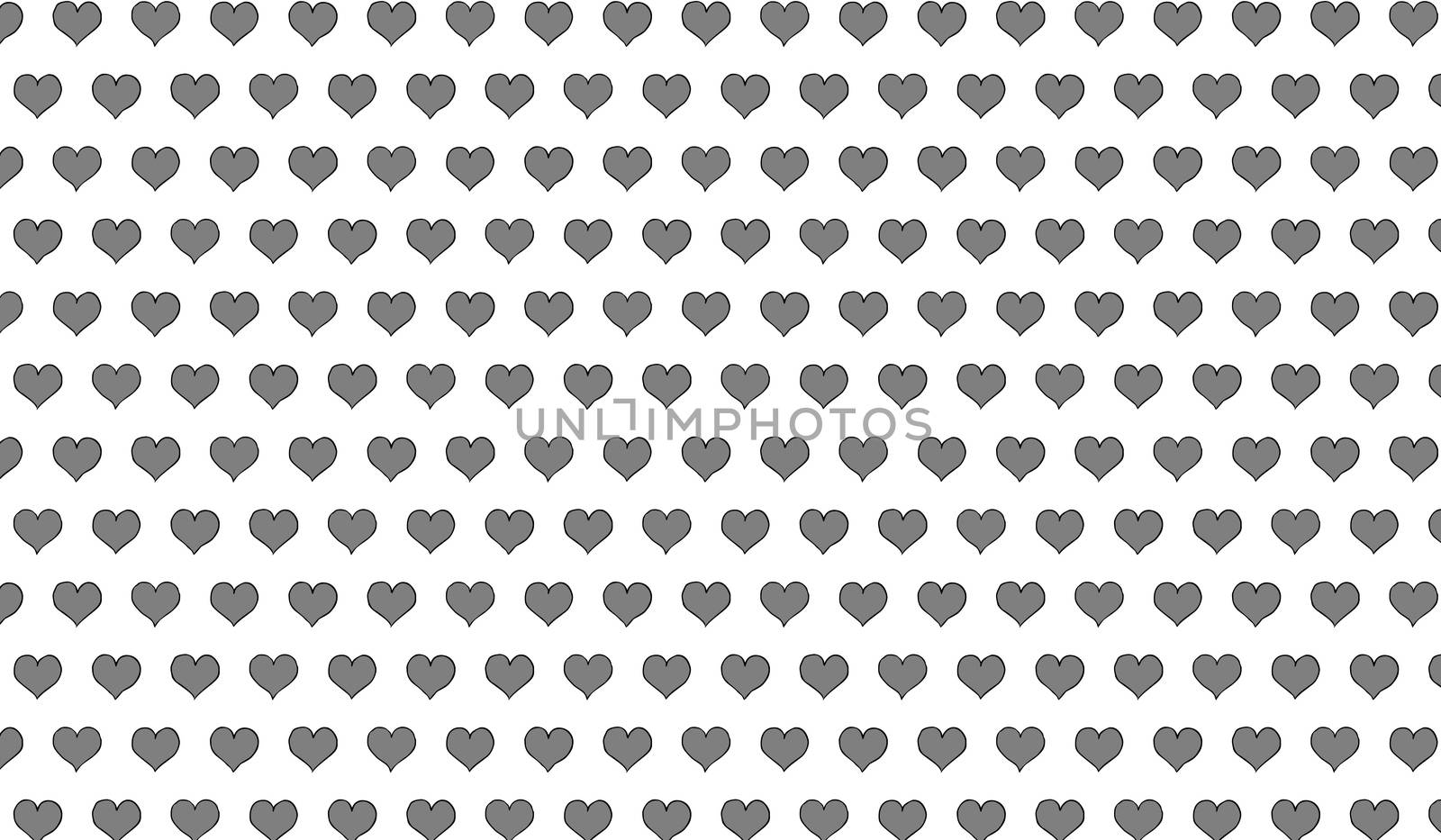 2d grey pattern of cartoon hearts on isolated background.