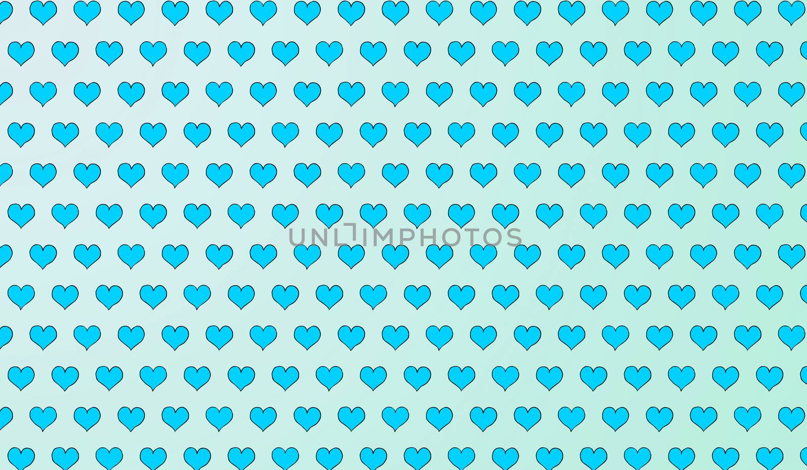 2d azure pattern of cartoon hearts on isolated background by Andreajk3