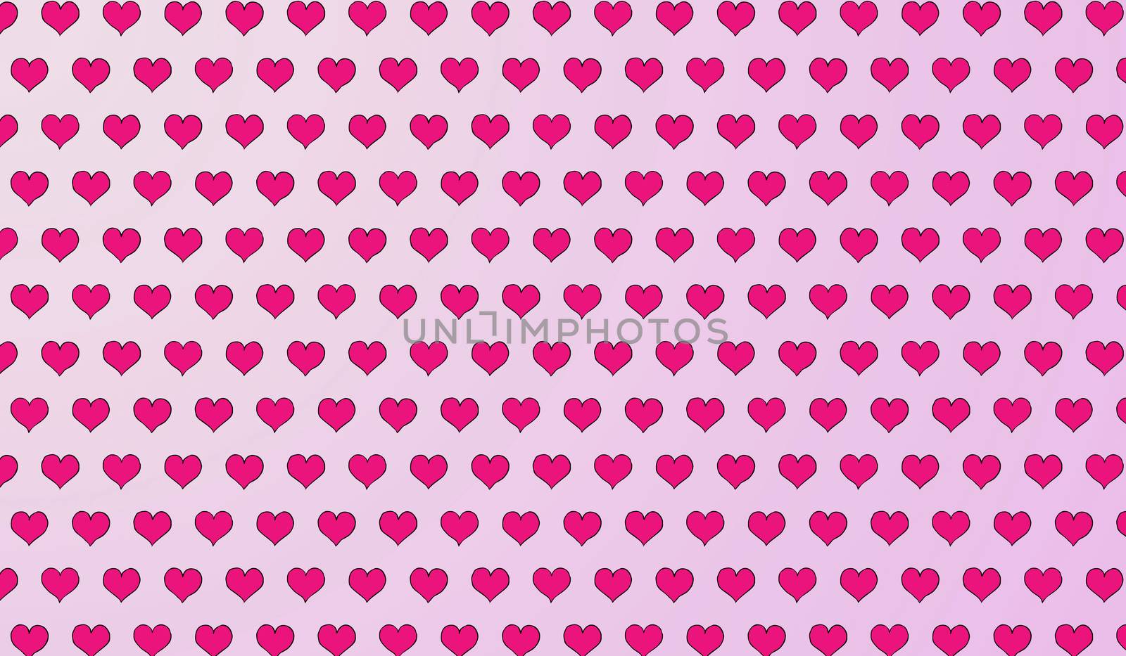 2d pink pattern of cartoon hearts on isolated background.