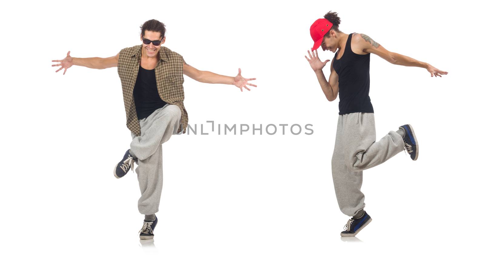 Man dancing isolated on the white