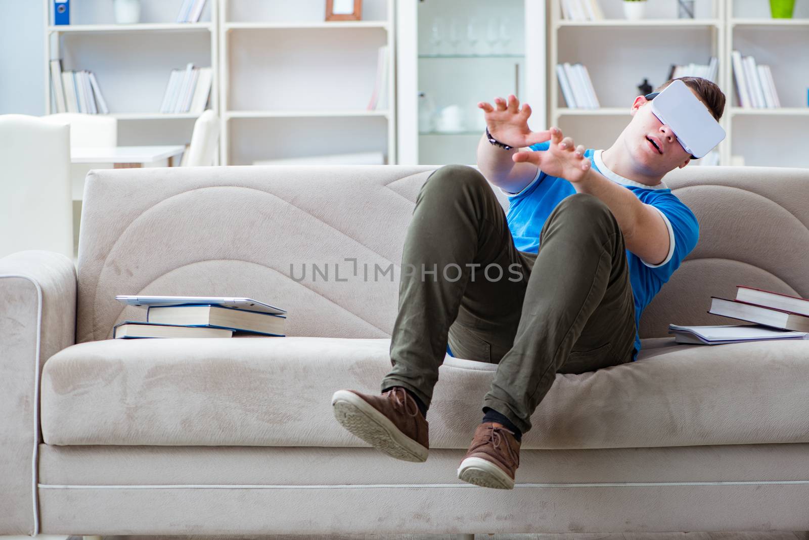 Young man with virtual glasses