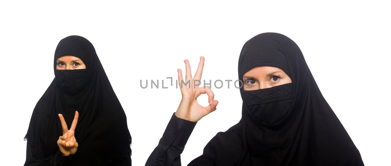 Muslim woman isolated on the white by Elnur