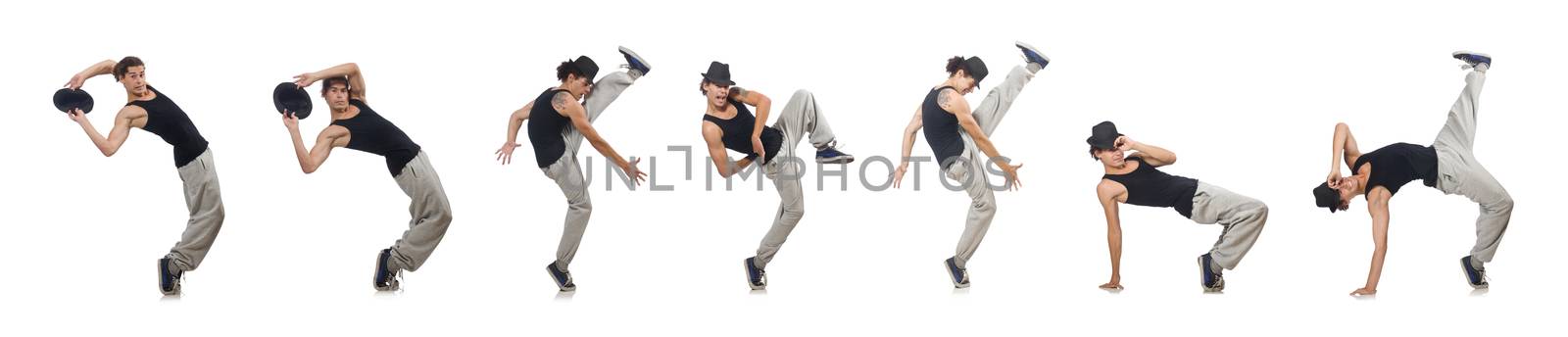 Man dancing isolated on the white