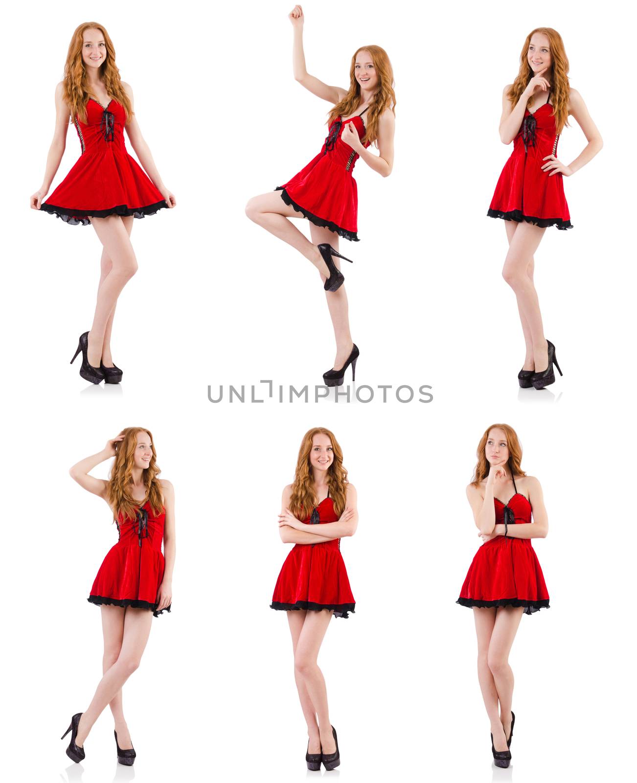 Woman giving thumbs up isolated on white