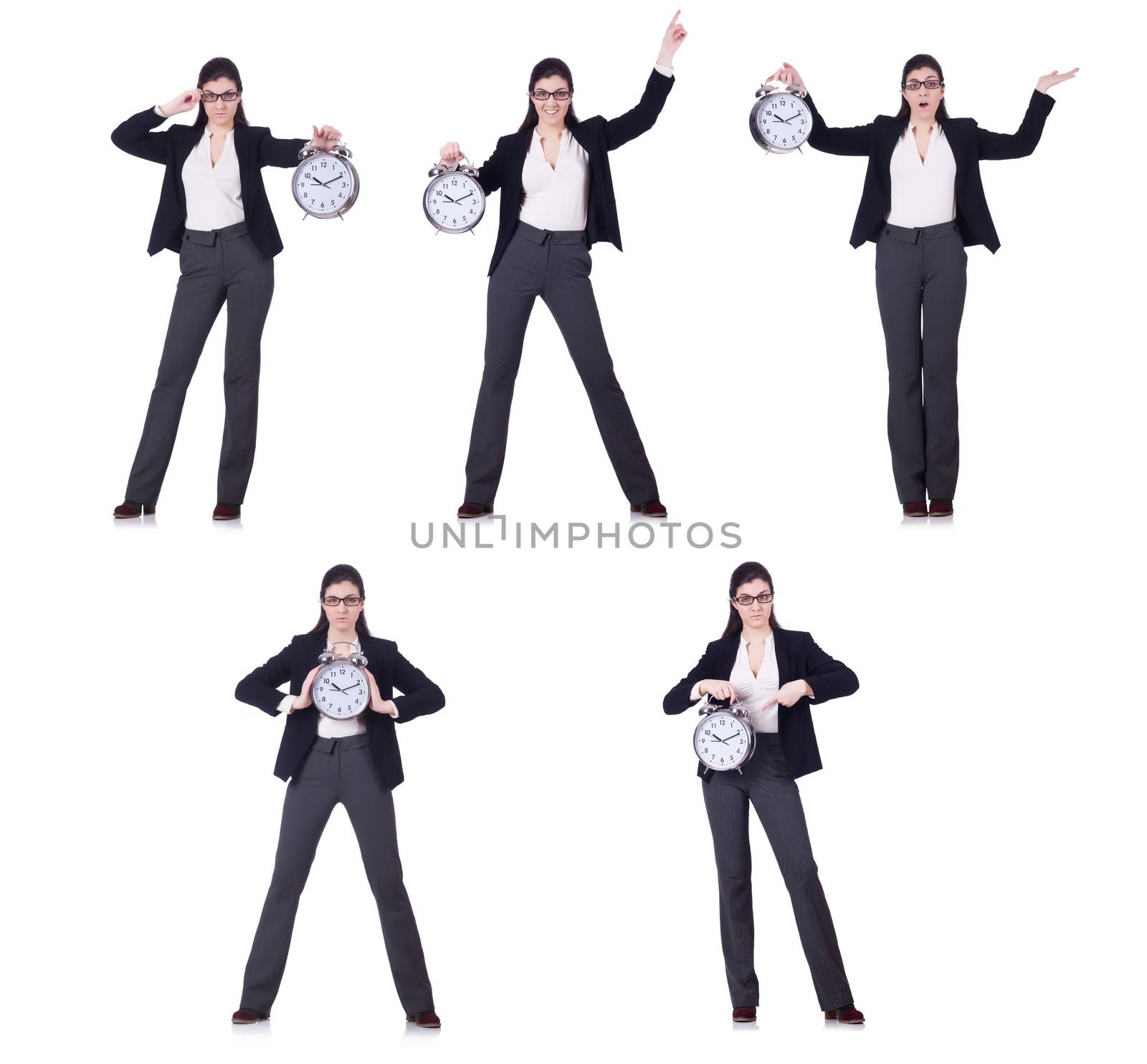 Businesswoman with clock in time management concept