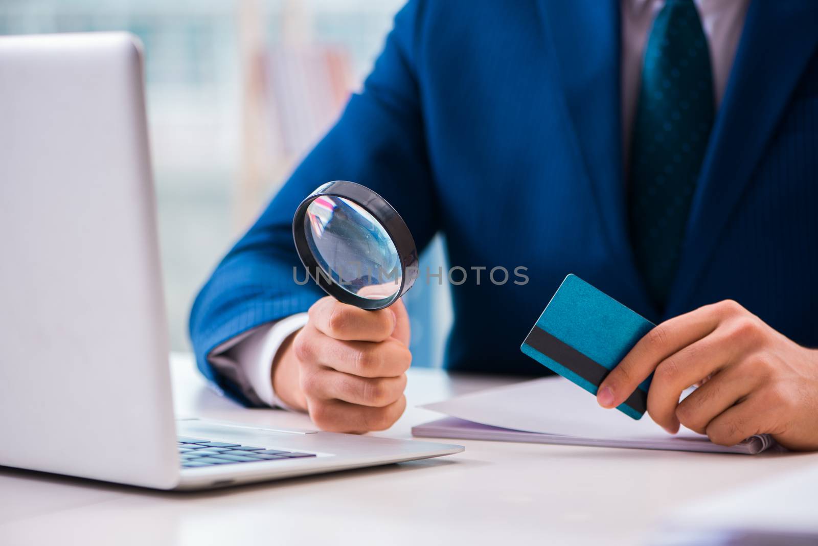 Man paying with credit card online