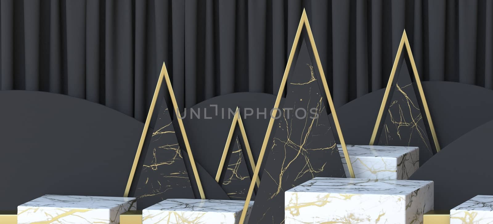 Abstract background Christmas landscape 3D render illustration on black background