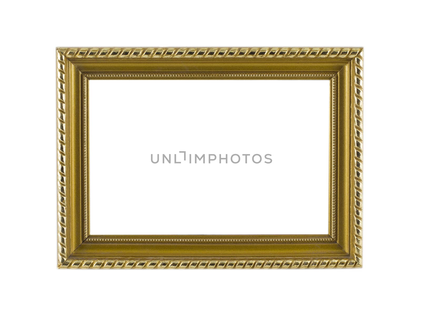 Golden Frame isolated on white background.