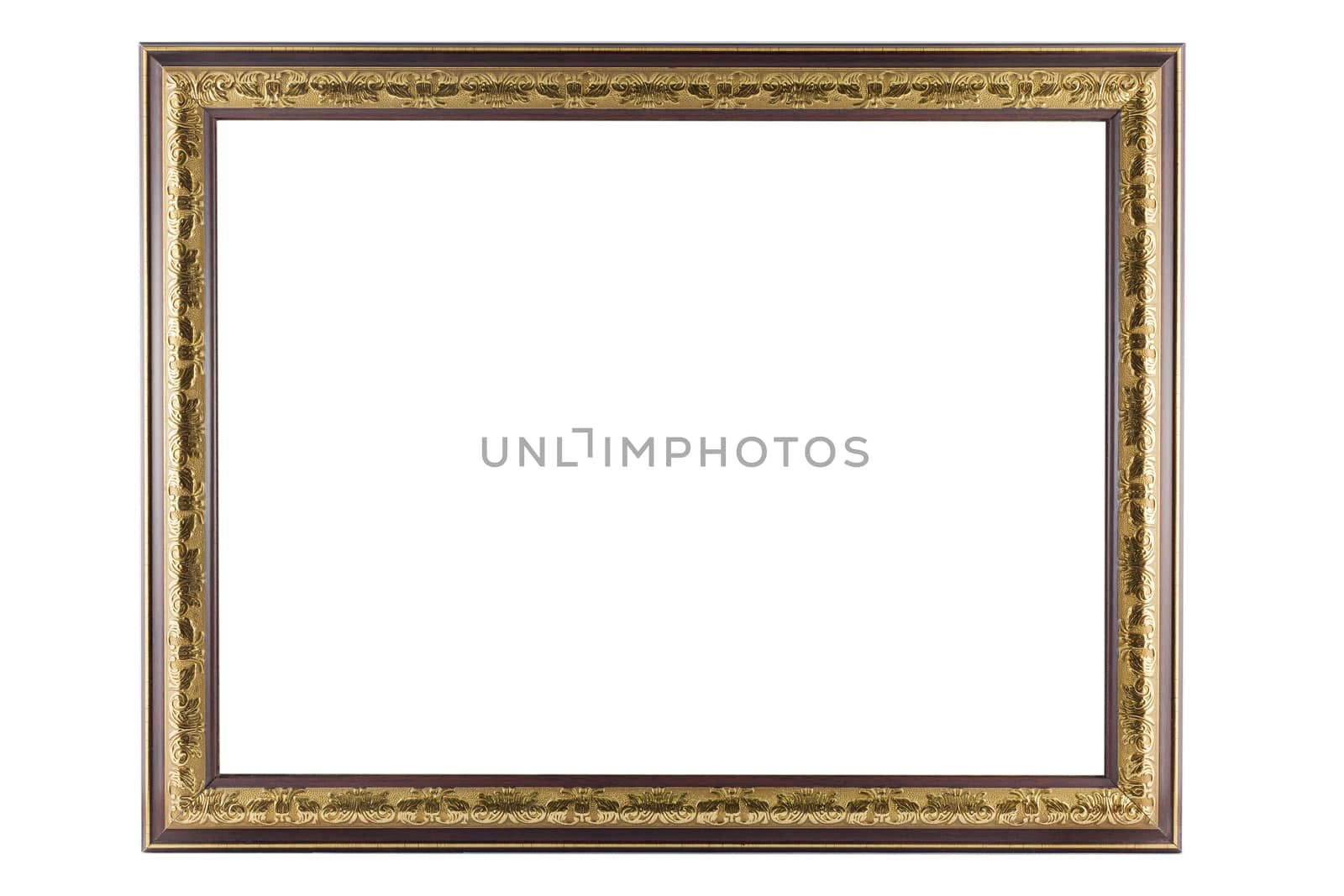 Bronze and Gold Frame vintage isolated on white background.