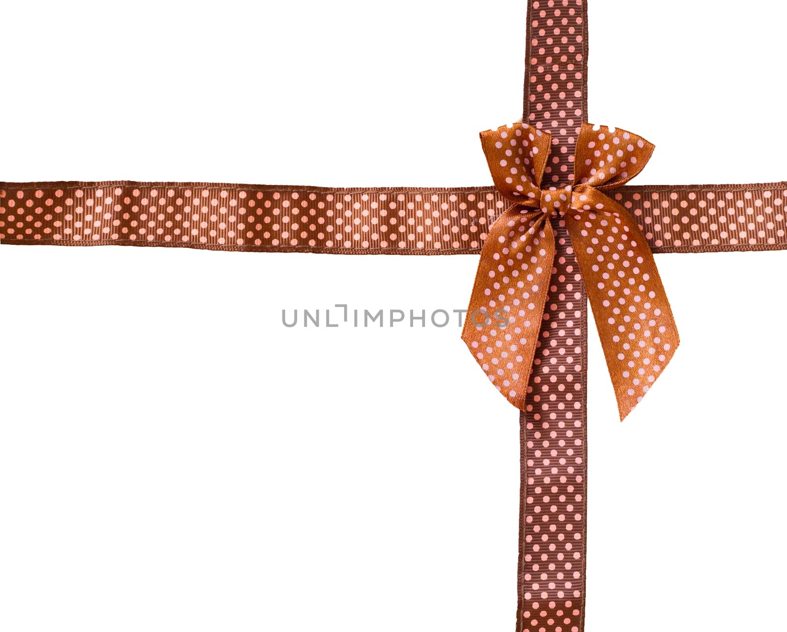 Shiny Ribbon brown (bow) gird box frame isolated on white background.