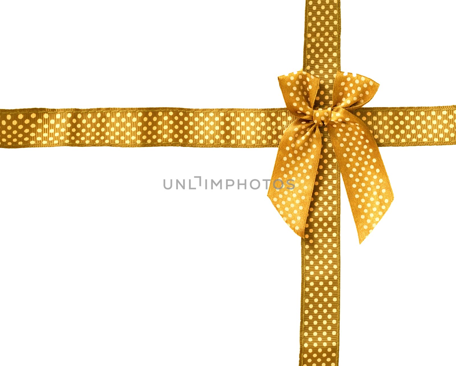 Shiny Ribbon gold (bow) gird box frame isolated on white background.