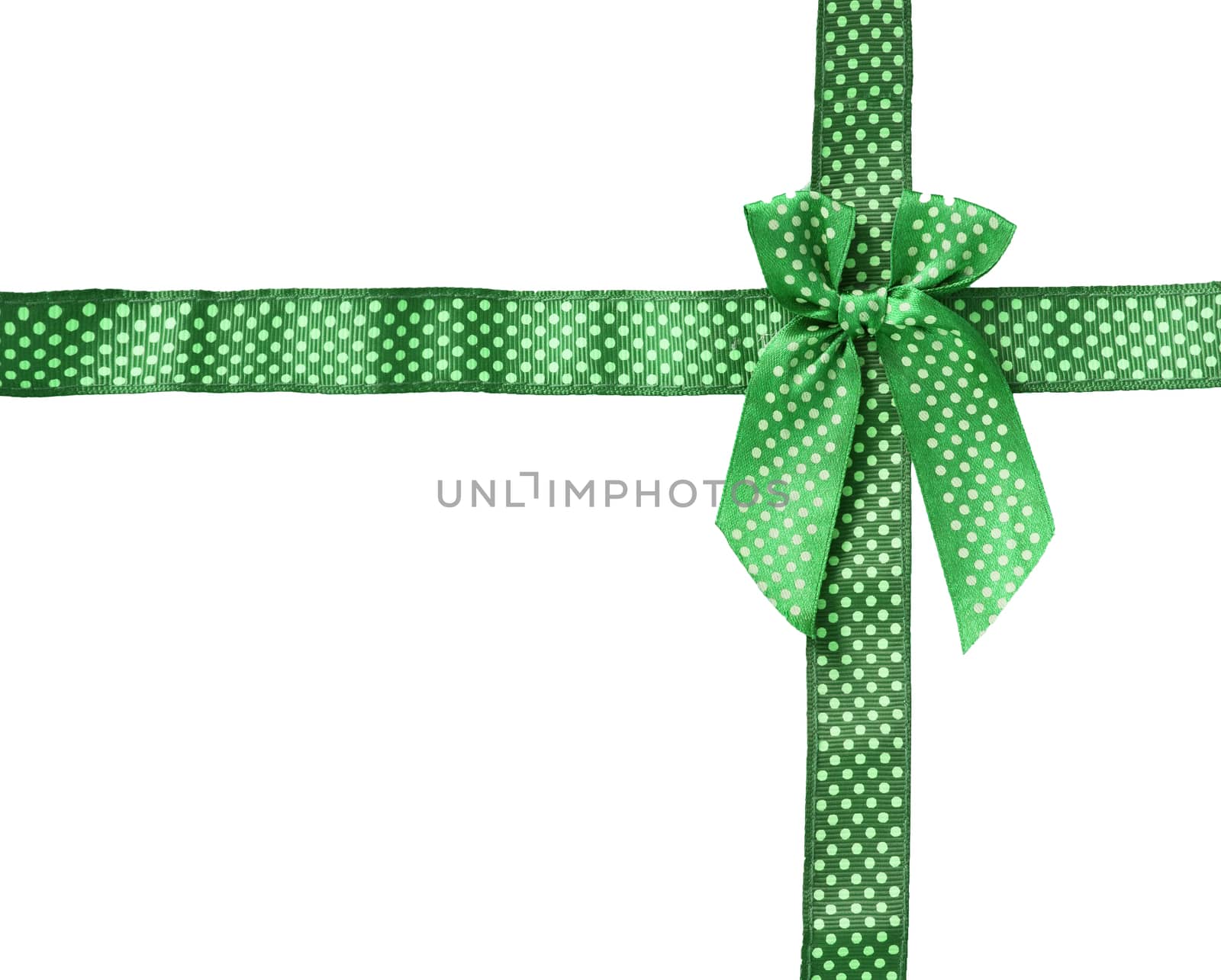 Shiny Ribbon green (bow) gird box frame isolated on white background.