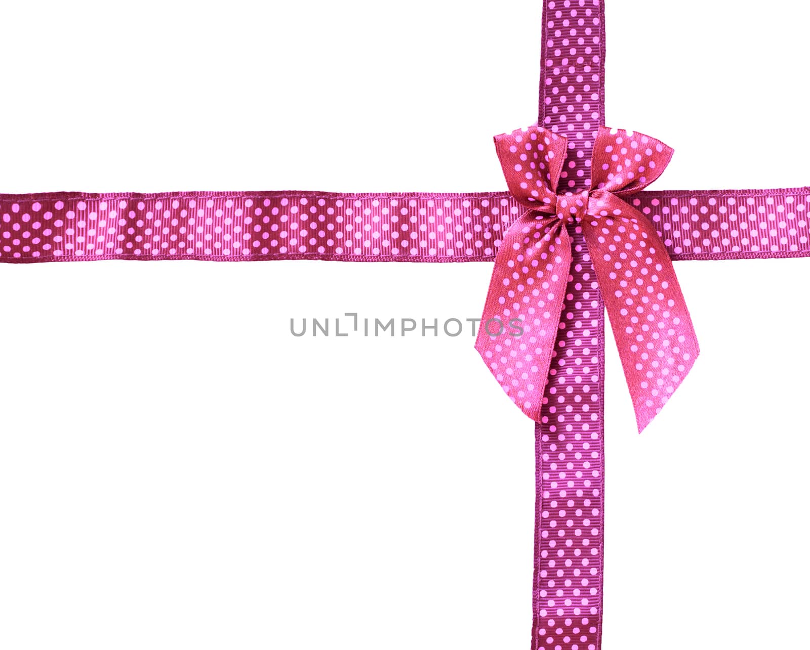 Shiny Ribbon pink (bow) gird box frame isolated on white background.