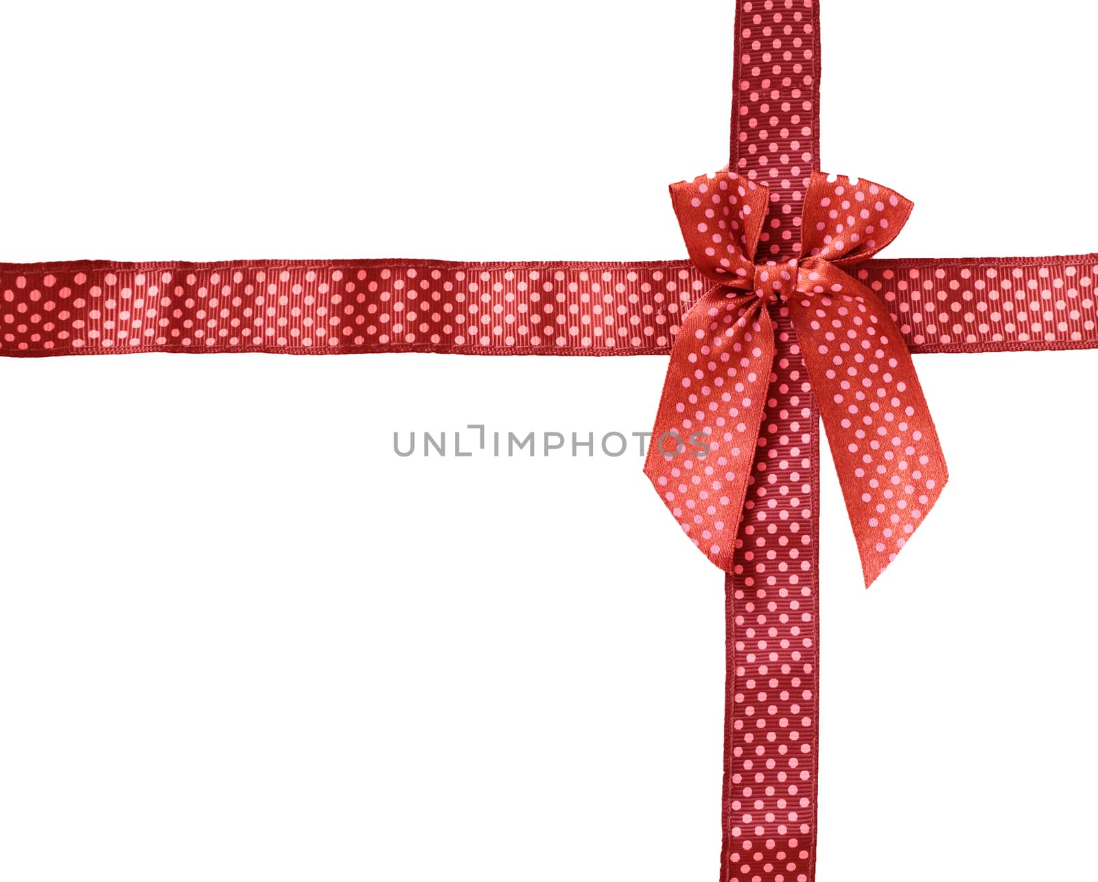 Shiny Ribbon red (bow) gird box frame isolated on white backgrou by jayzynism