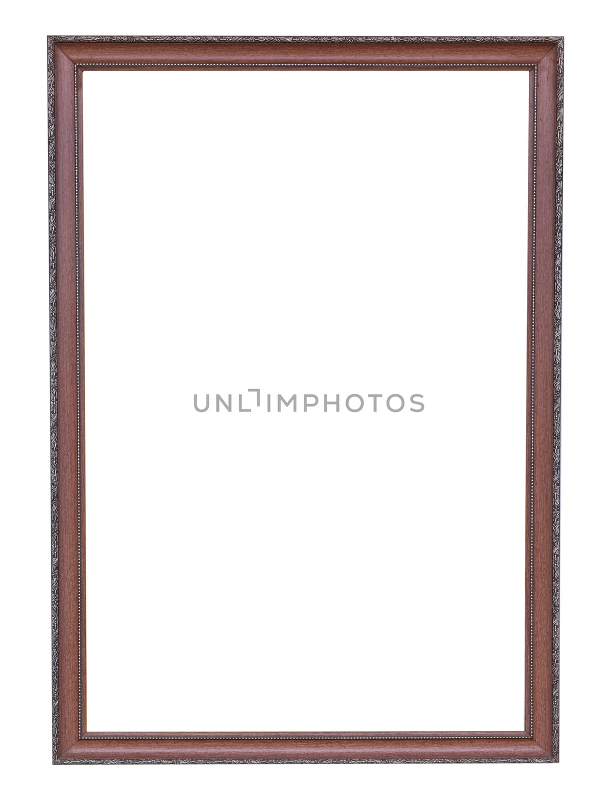 Bronze copper and Old Frame vintage isolated on white background.