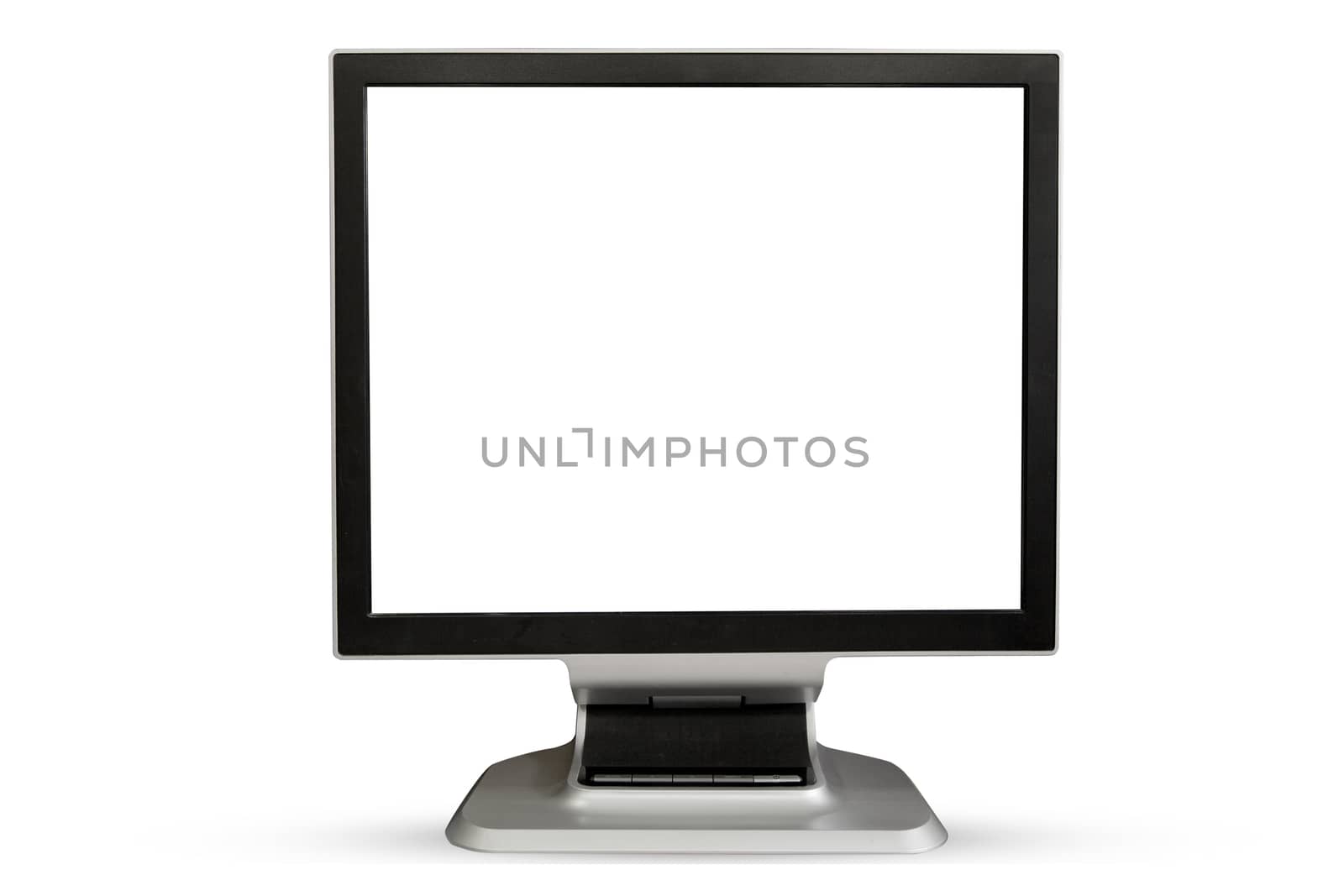 Computer Monitor blank white screen. Isolated on white backgroun by jayzynism