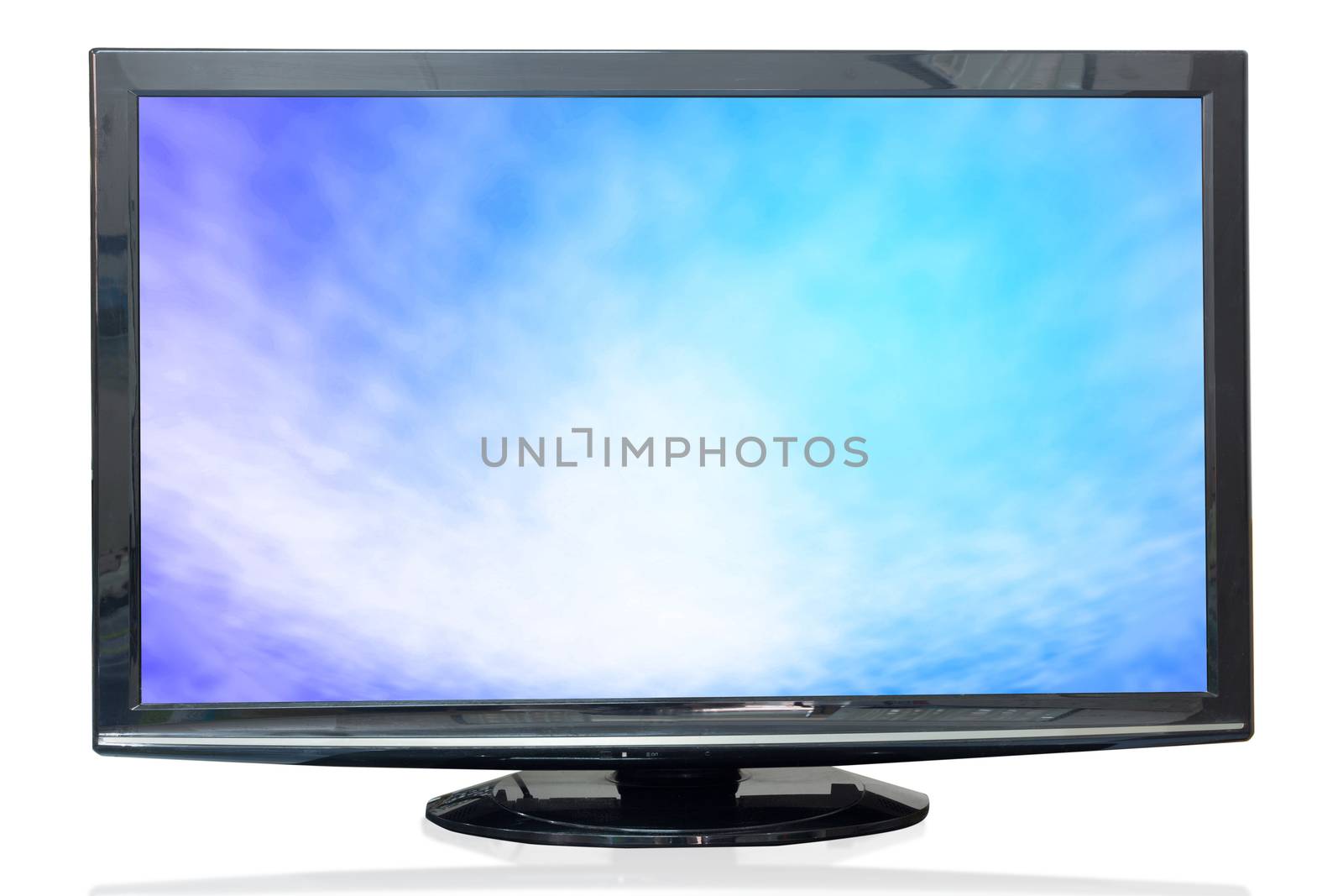 Television monitor texture sky isolated on white background. by jayzynism