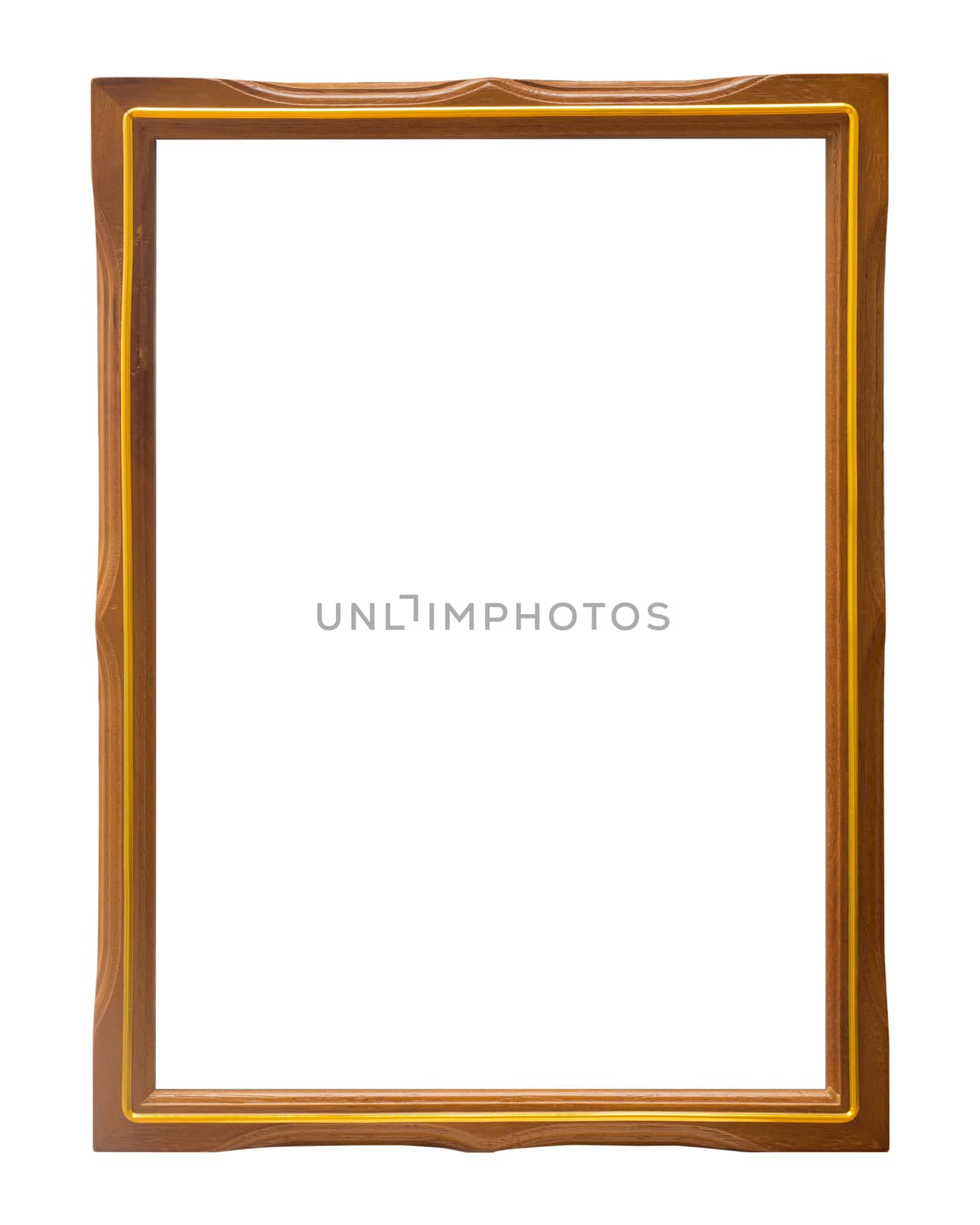Bronze and Gold wood frame vintage isolated on white background.